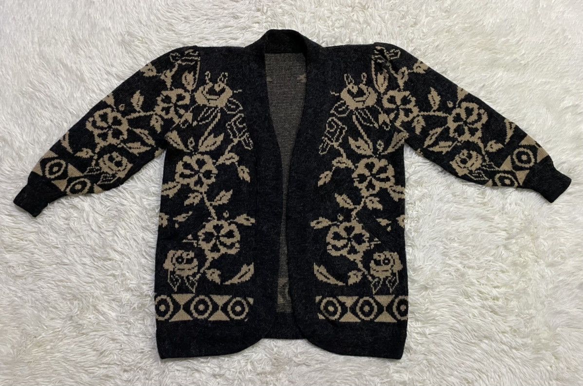 Other Wool Blend Floral Wrapped Knit Cardigan Sweater Size M / US 6-8 / IT 42-44 - 2 Thumbnail
