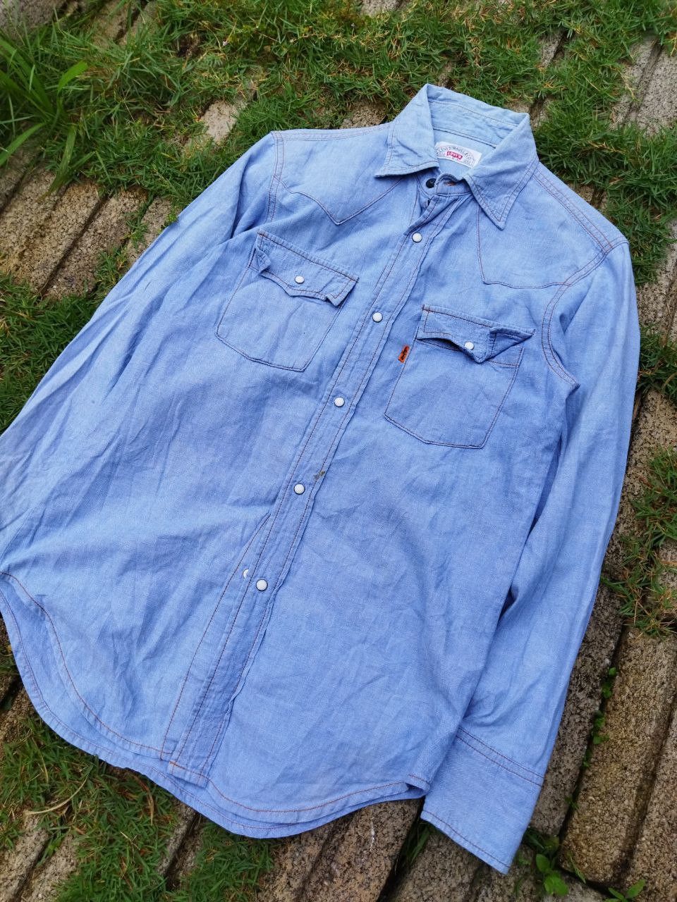 Levi's Vintage Clothing Levi's Orange Tag Snap Button Chambray Shirt Size S / US 4 / IT 40 - 2 Thumbnail