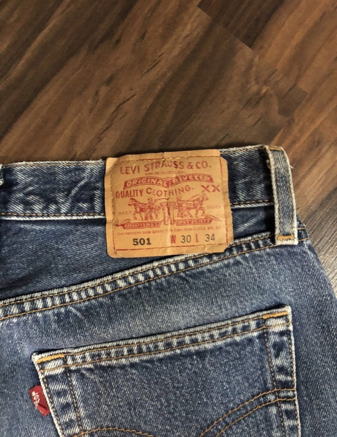 Japanese Brand Vtg LEVIS 501 Button Fly Jeans 29 x 34 Size 29" - 3 Thumbnail
