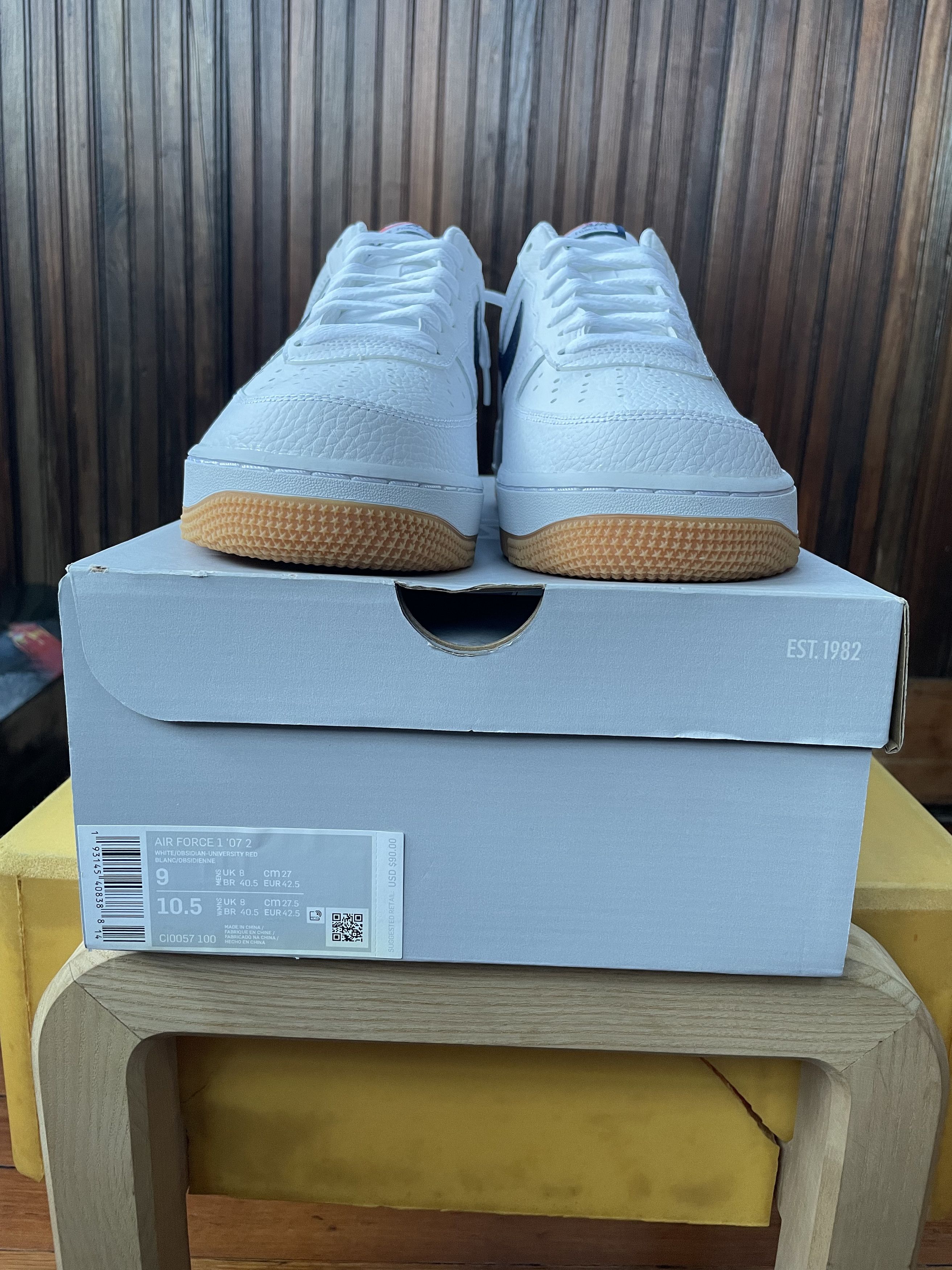 Nike LAST DROP: Air Force 1 Low '07 - White / Obsidian / Gum Sole Size US 9 / EU 42 - 3 Thumbnail