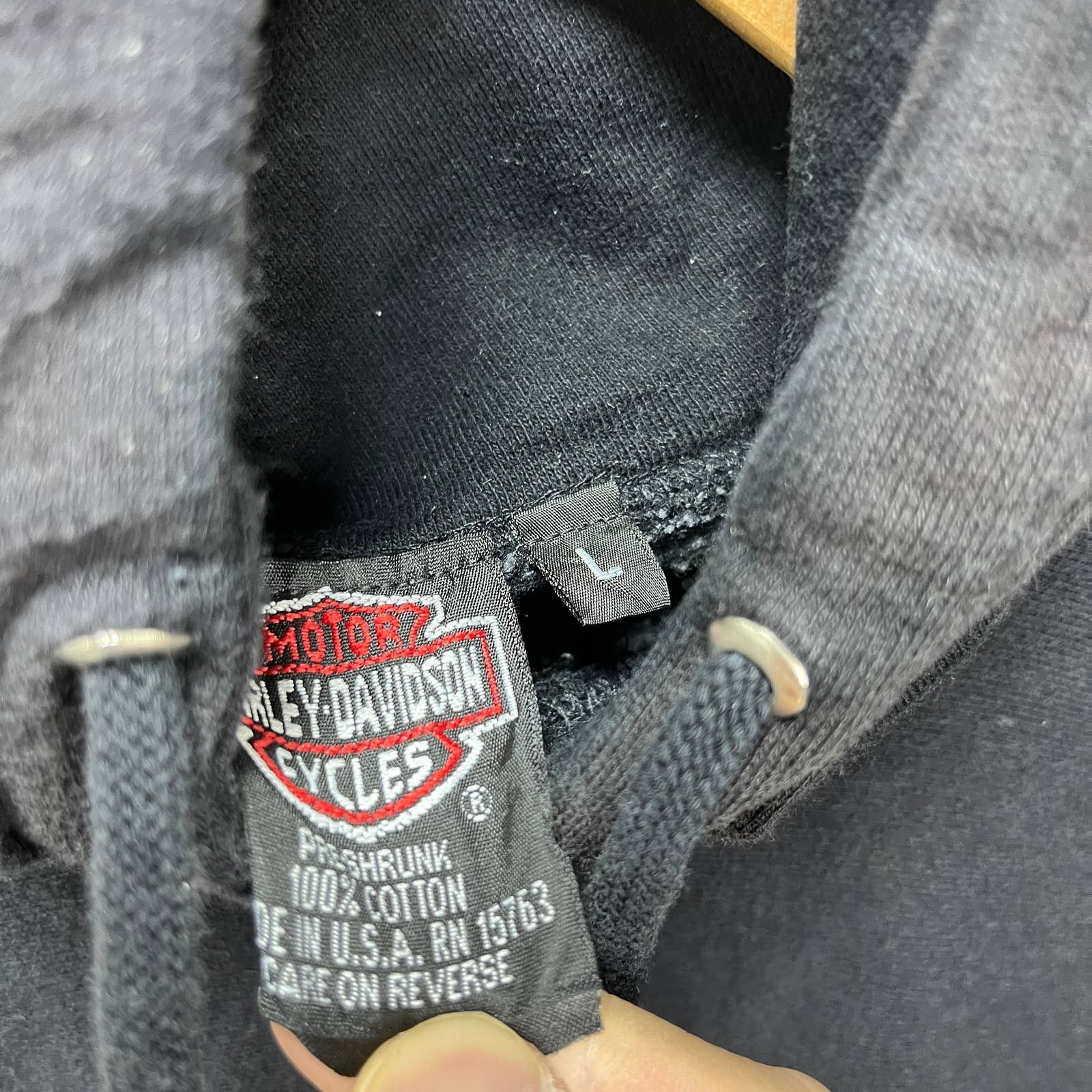 Vintage Vintage 90s Harley-Davidson Faded Black Hoodie Large Size US L / EU 52-54 / 3 - 3 Thumbnail