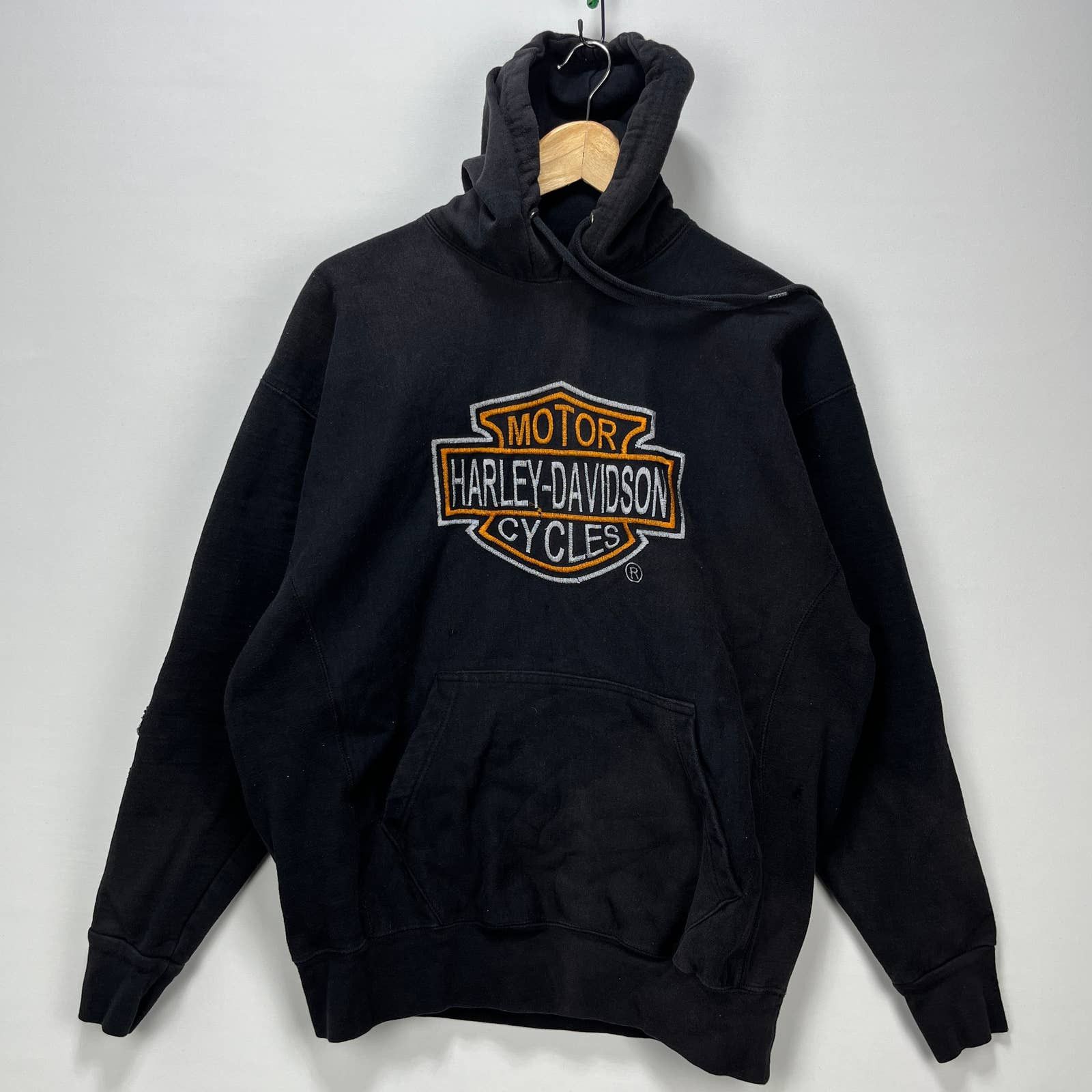 Vintage Vintage 90s Harley-Davidson Faded Black Hoodie Large Size US L / EU 52-54 / 3 - 1 Thumbnail