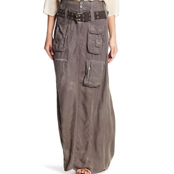 Johnny Was PETE & GRETA FUSCOUS GREY CUPRA LONG CARGO SKIRT SZ 4 Size 27" / US 4 / IT 40 - 1 Thumbnail