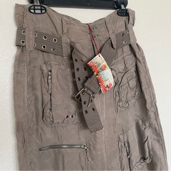 Johnny Was PETE & GRETA FUSCOUS GREY CUPRA LONG CARGO SKIRT SZ 4 Size 27" / US 4 / IT 40 - 3 Thumbnail
