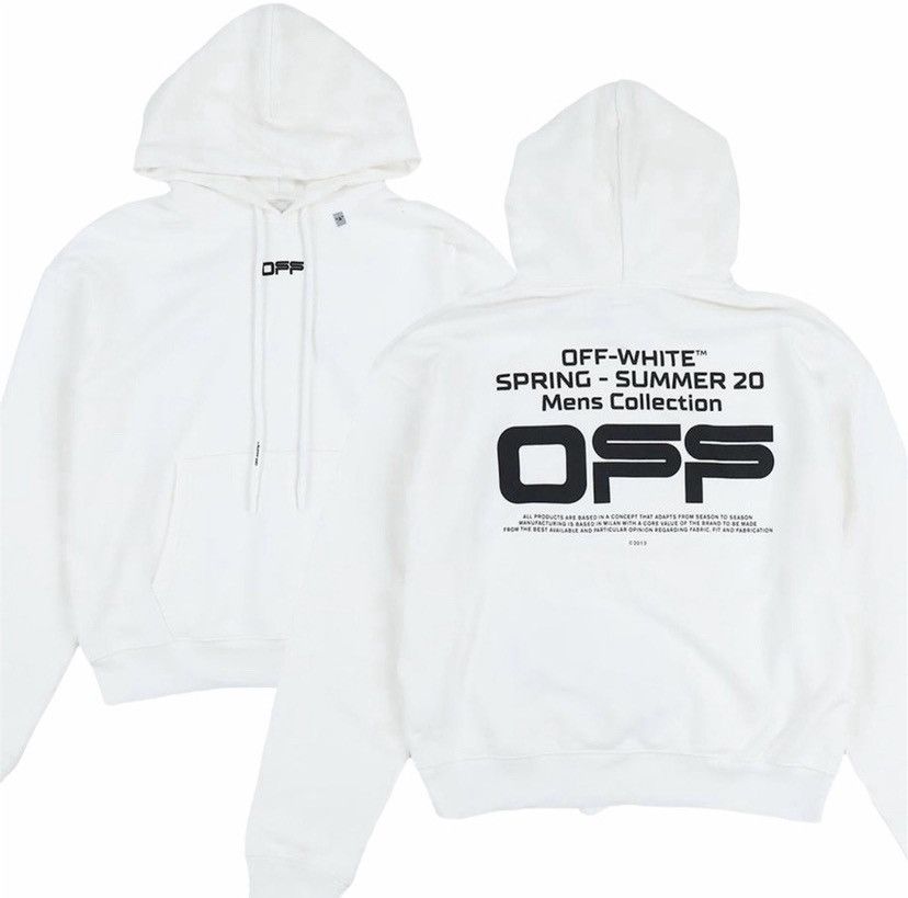 OffWhite OffWhite Wavy Logo SS20 White Oversized Hoodie Grailed