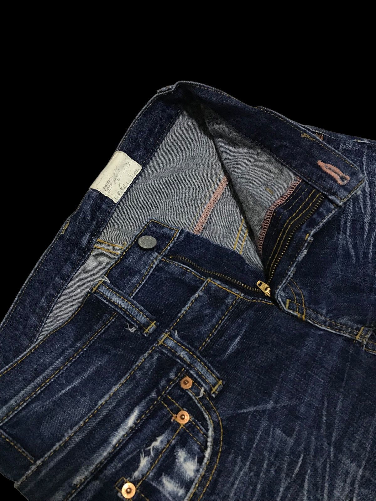 If Six Was Nine × Kazuki Kuraishi Patchwork Kuraishi Distressed Double Waist Denim Jeans Size 28" / US 6 / IT 42 - 11 Thumbnail