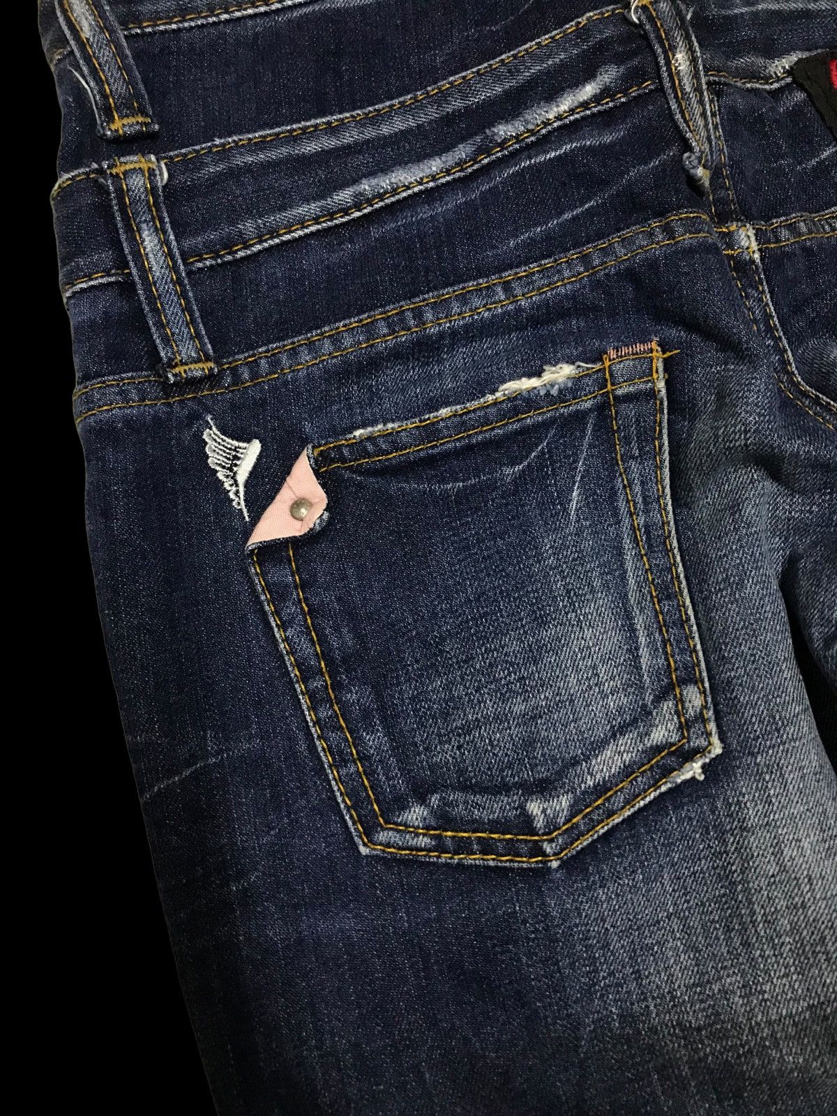 If Six Was Nine × Kazuki Kuraishi Patchwork Kuraishi Distressed Double Waist Denim Jeans Size 28" / US 6 / IT 42 - 9 Thumbnail