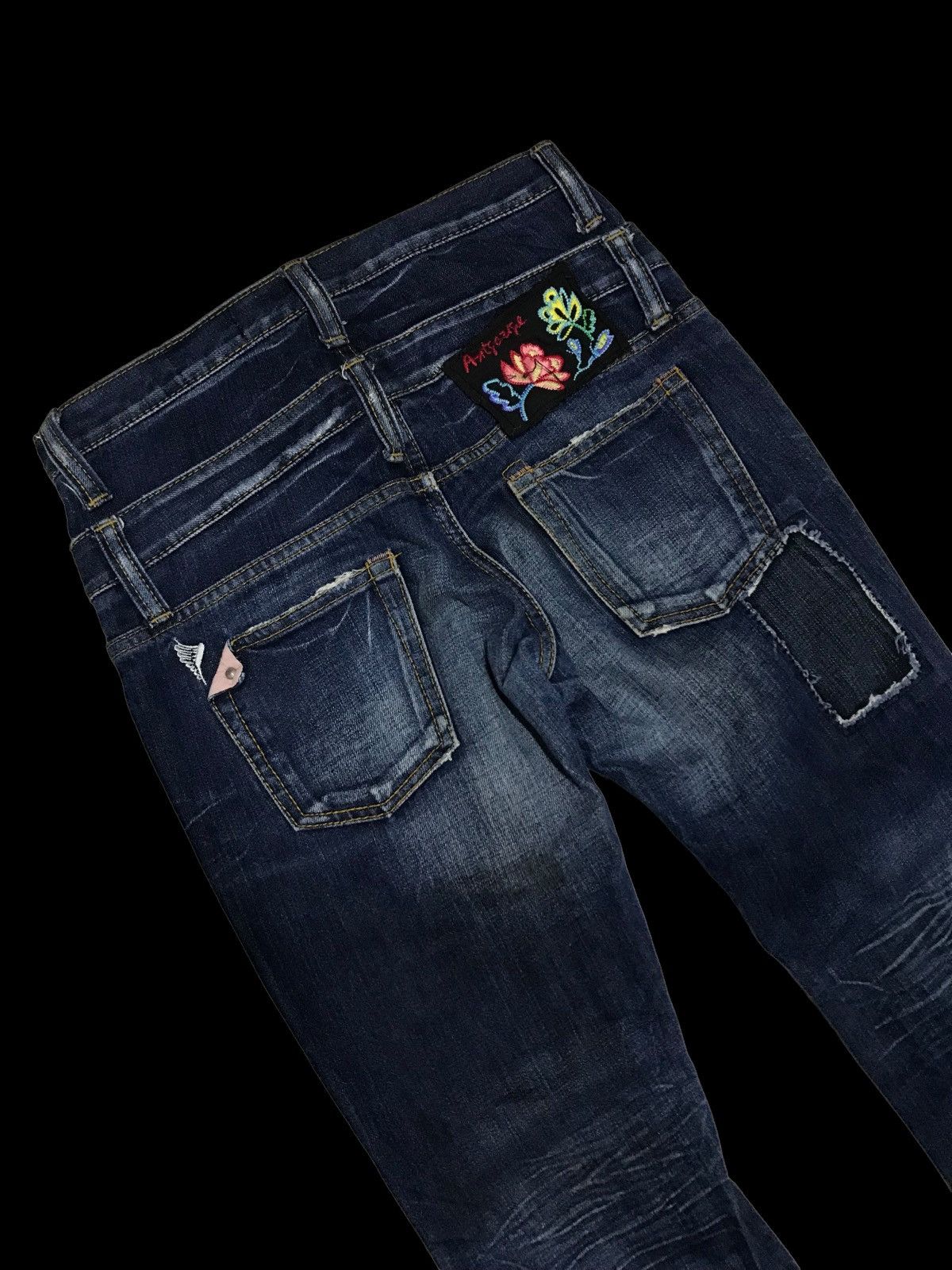 If Six Was Nine × Kazuki Kuraishi Patchwork Kuraishi Distressed Double Waist Denim Jeans Size 28" / US 6 / IT 42 - 7 Thumbnail
