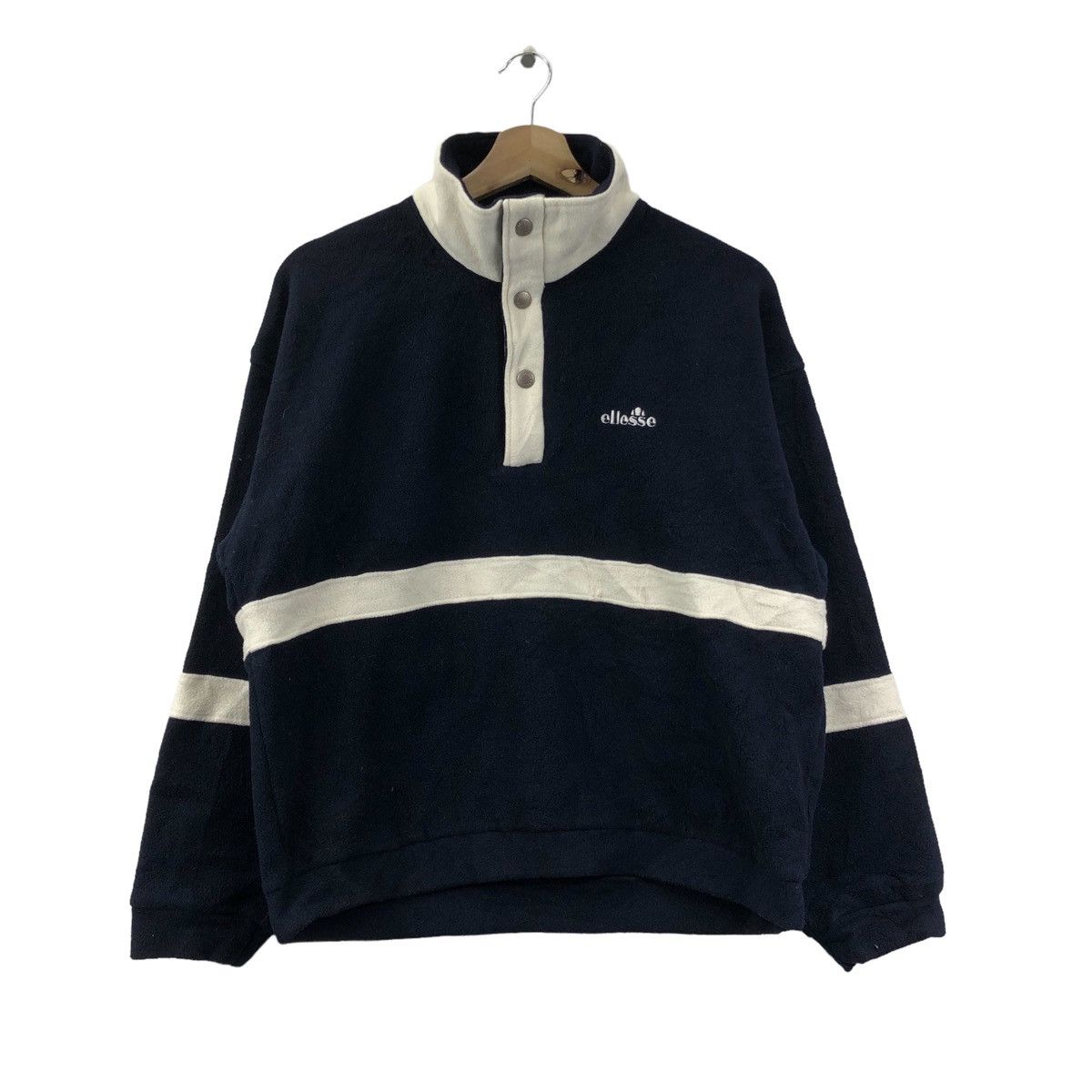 Vintage ELLESSE PERUGIA ITALIA Half Button Fleece Sweatshirt