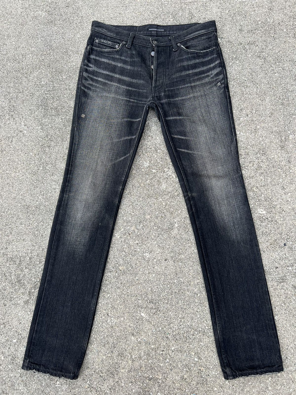 Lounge Lizard Vintage Lounge Lizard Distress Fade Black Denim Jeans Size 3 Size US 31 - 15 Thumbnail
