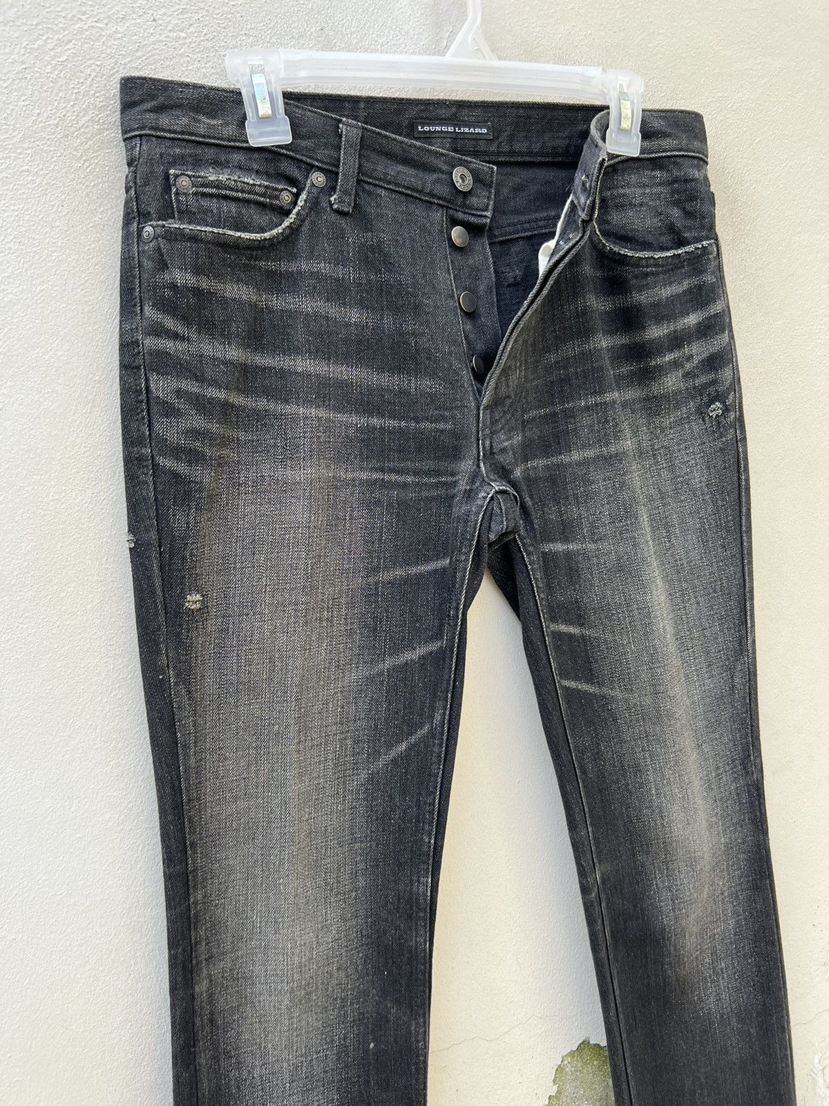 Lounge Lizard Vintage Lounge Lizard Distress Fade Black Denim Jeans Size 3 Size US 31 - 5 Thumbnail