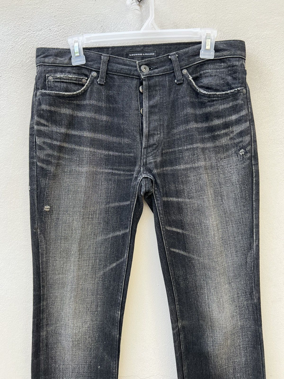 Lounge Lizard Vintage Lounge Lizard Distress Fade Black Denim Jeans Size 3 Size US 31 - 2 Thumbnail
