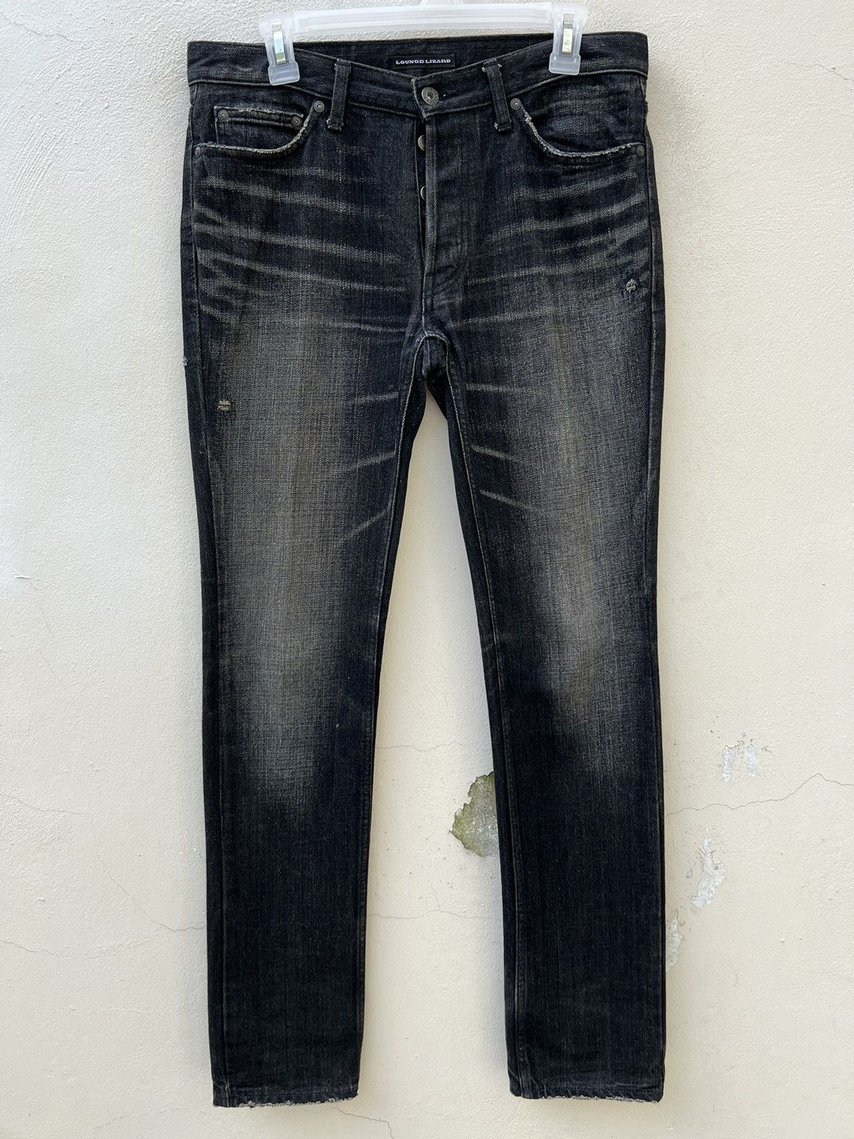 Lounge Lizard Vintage Lounge Lizard Distress Fade Black Denim Jeans Size 3 Size US 31 - 1 Thumbnail