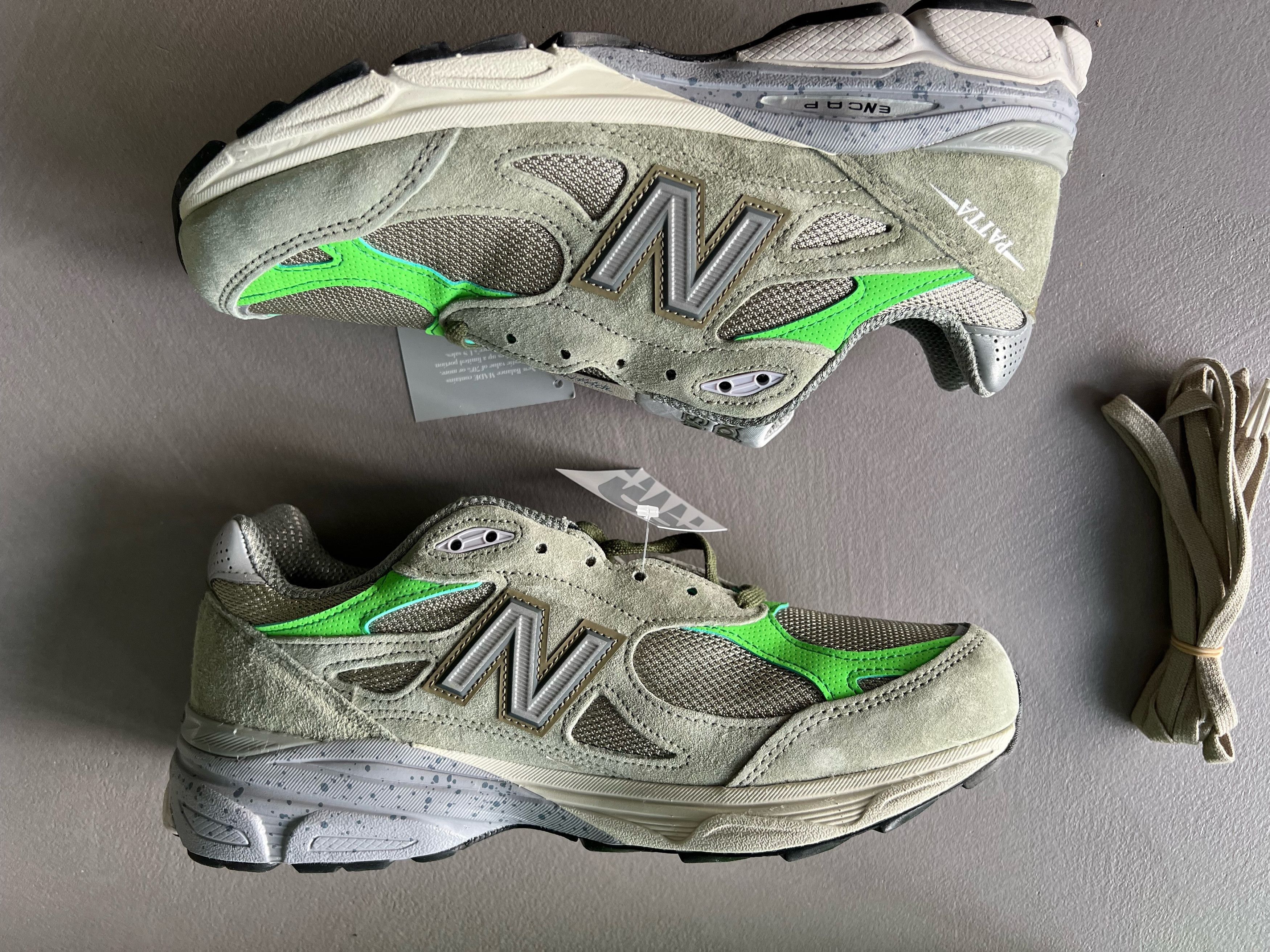 New Balance × Patta Patta x New Balance 990 v3, Grey Lime Green Size US 9.5 / EU 42-43 - 3 Thumbnail