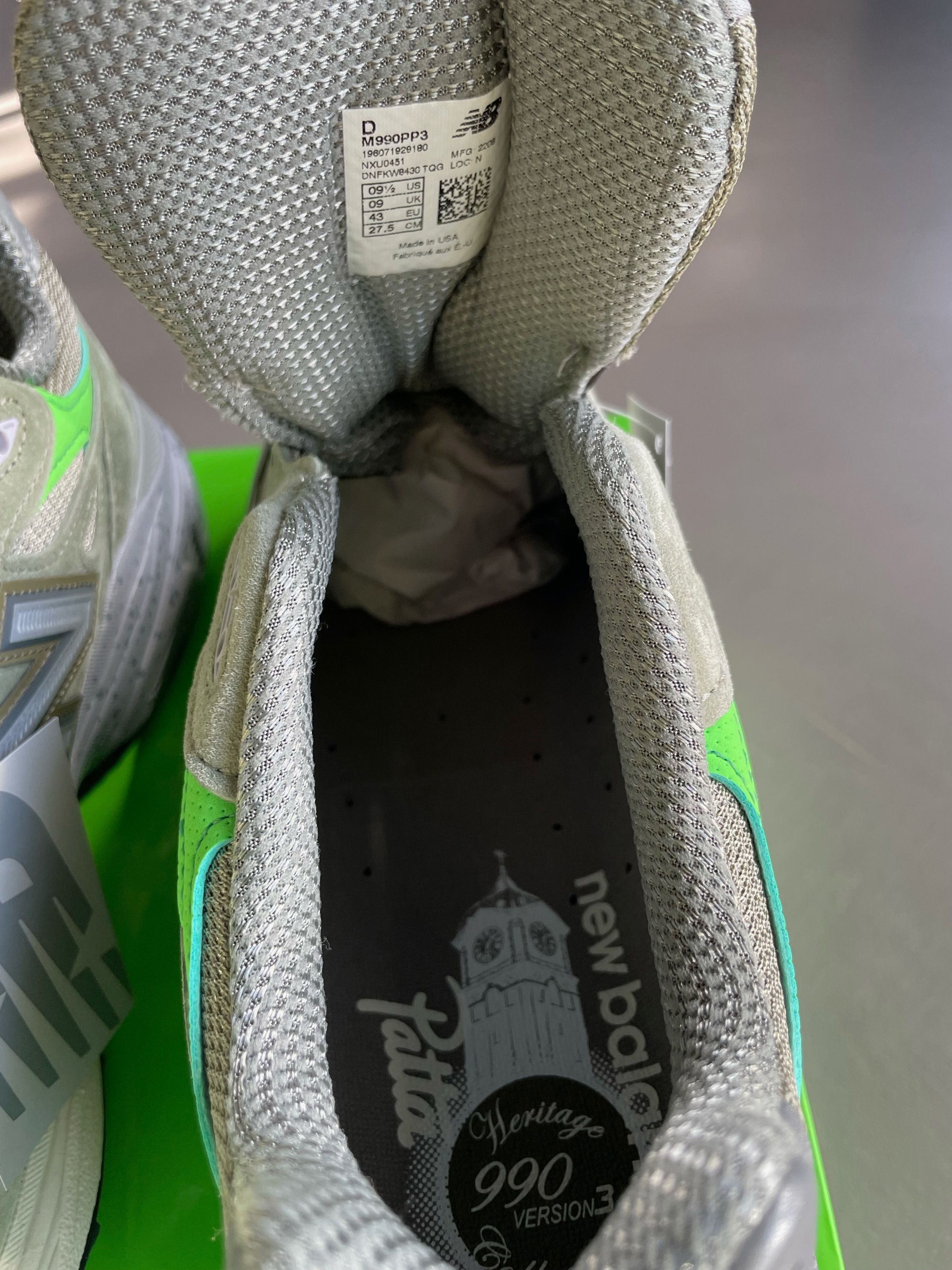 New Balance × Patta Patta x New Balance 990 v3, Grey Lime Green Size US 9.5 / EU 42-43 - 7 Thumbnail