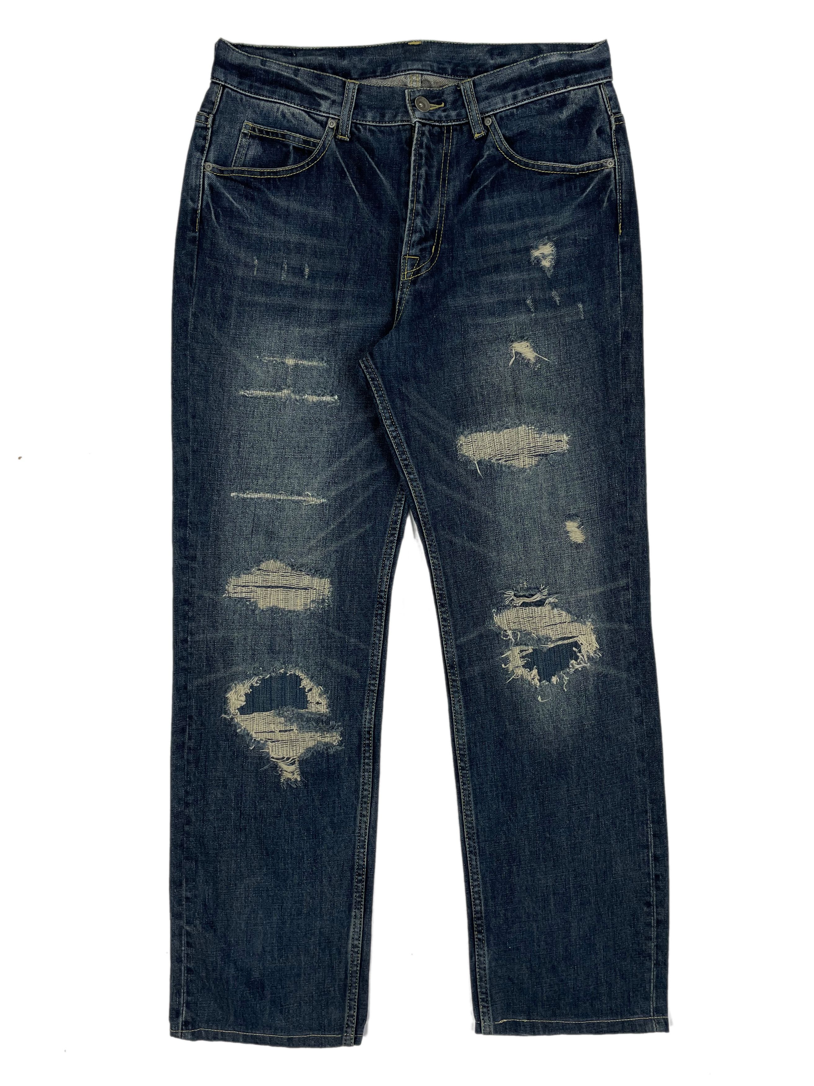 image of If Six Was Nine x Ppfm Collective Ripped Patches Boro Bondage Denim in Dark Blue Denim (Size 32)