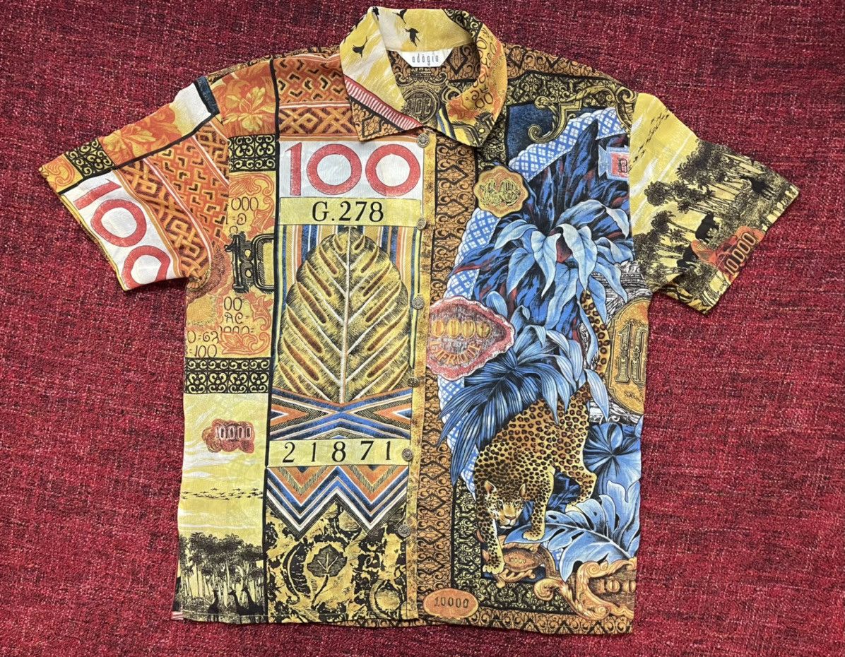 Vintage Vintage crazy printed silk money shirt Size US M / EU 48-50 / 2 - 5 Thumbnail