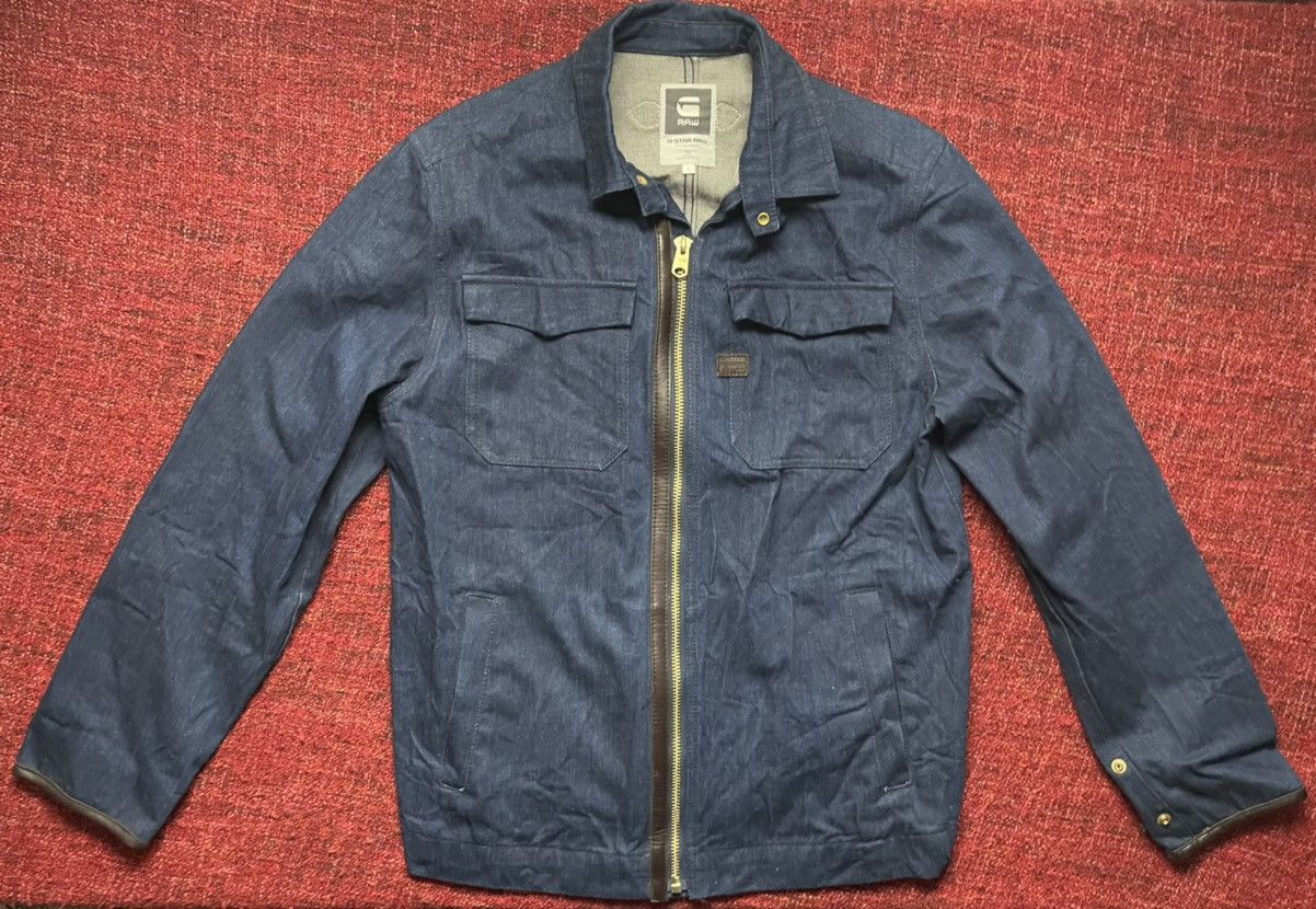 G Star Raw Y2K vintage denim jacket with leather elements