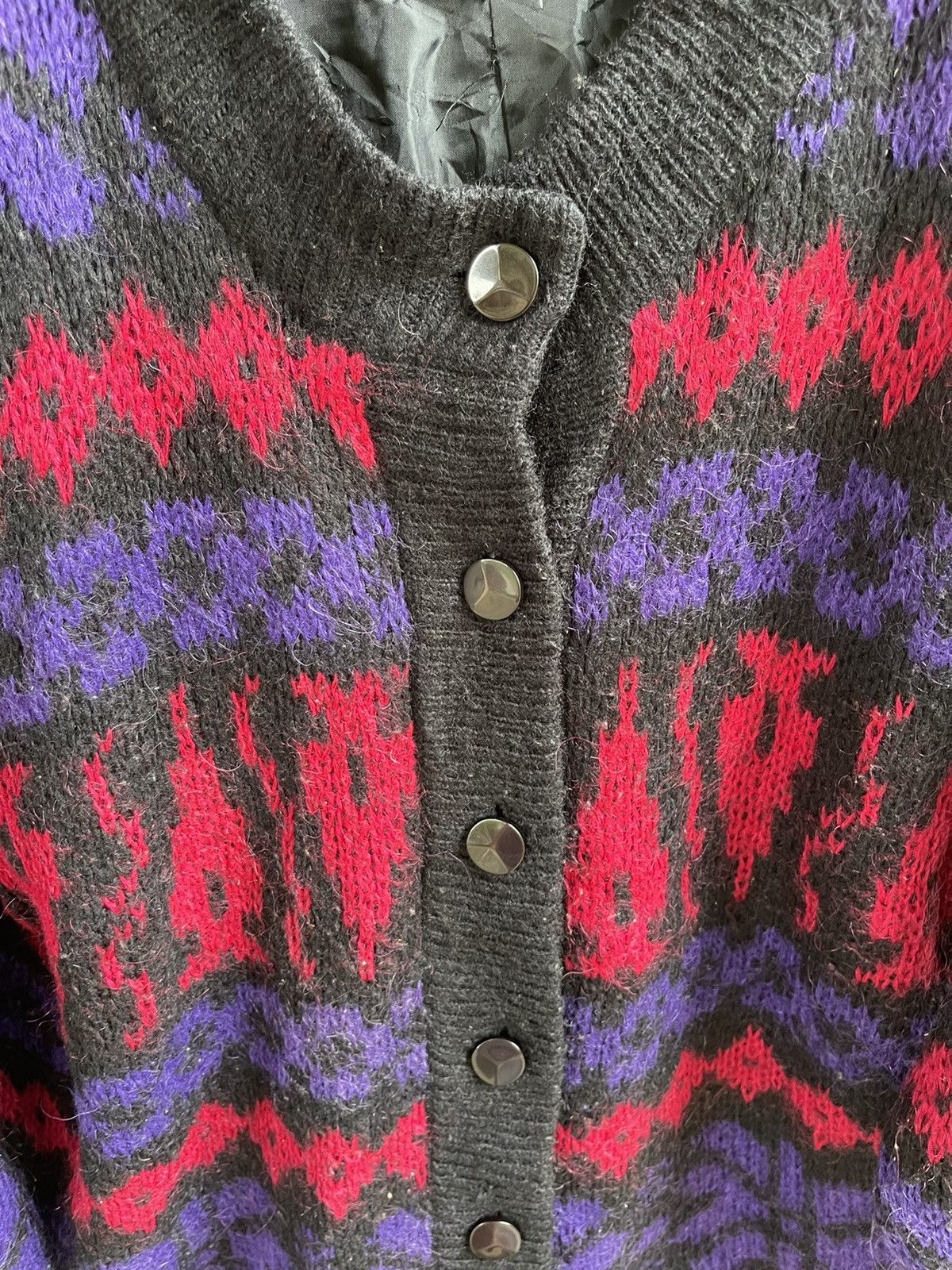 Designer × Japanese Brand × Vintage Vintage nice patern LIKE MOHAIR CARDIGAN WITH RARE PATERN Size US M / EU 48-50 / 2 - 3 Thumbnail