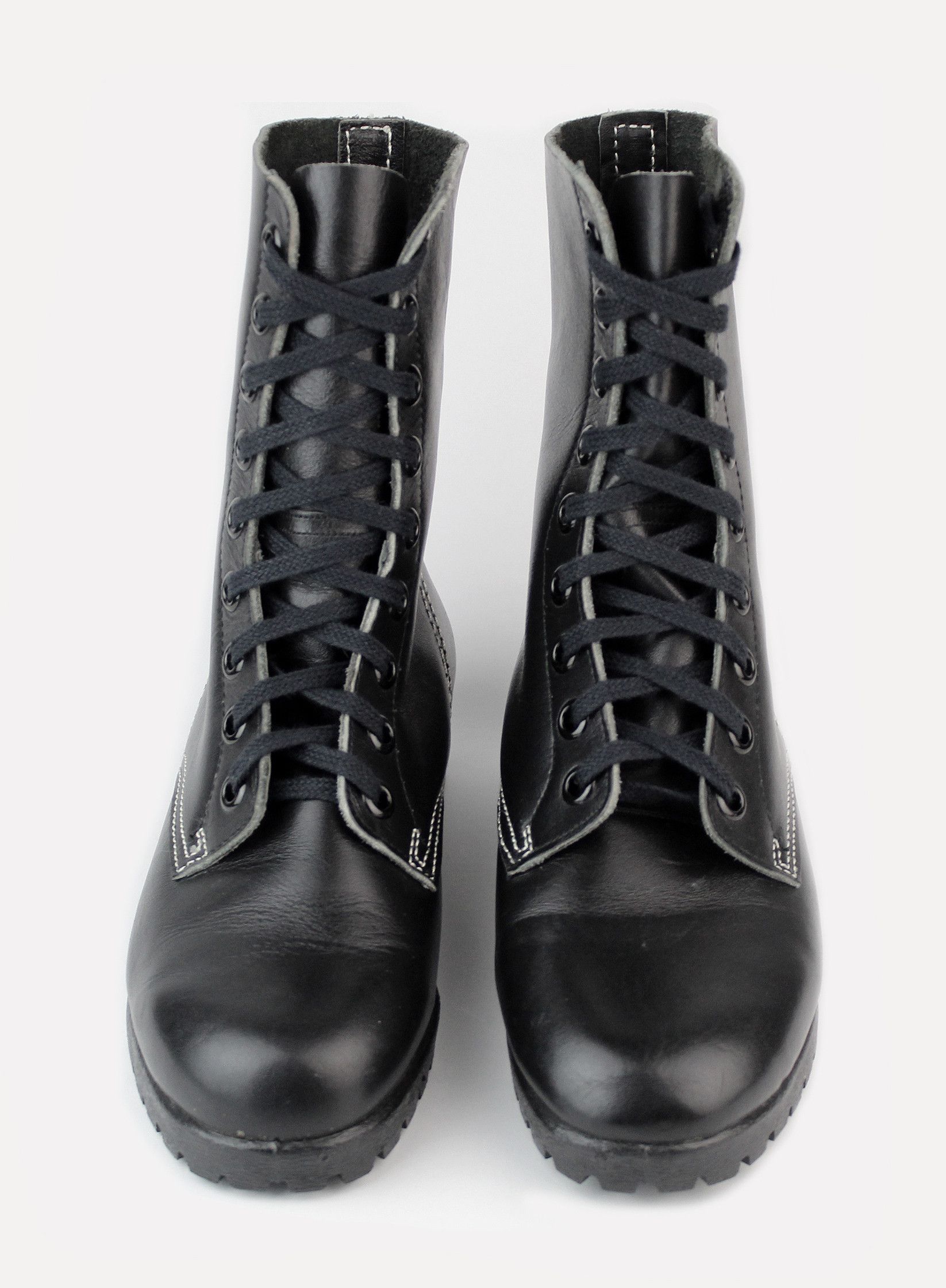 Other NOS 70s vintage SVIT ankle boots leather military army black Size US 7.5 / IT 37.5 - 5 Thumbnail