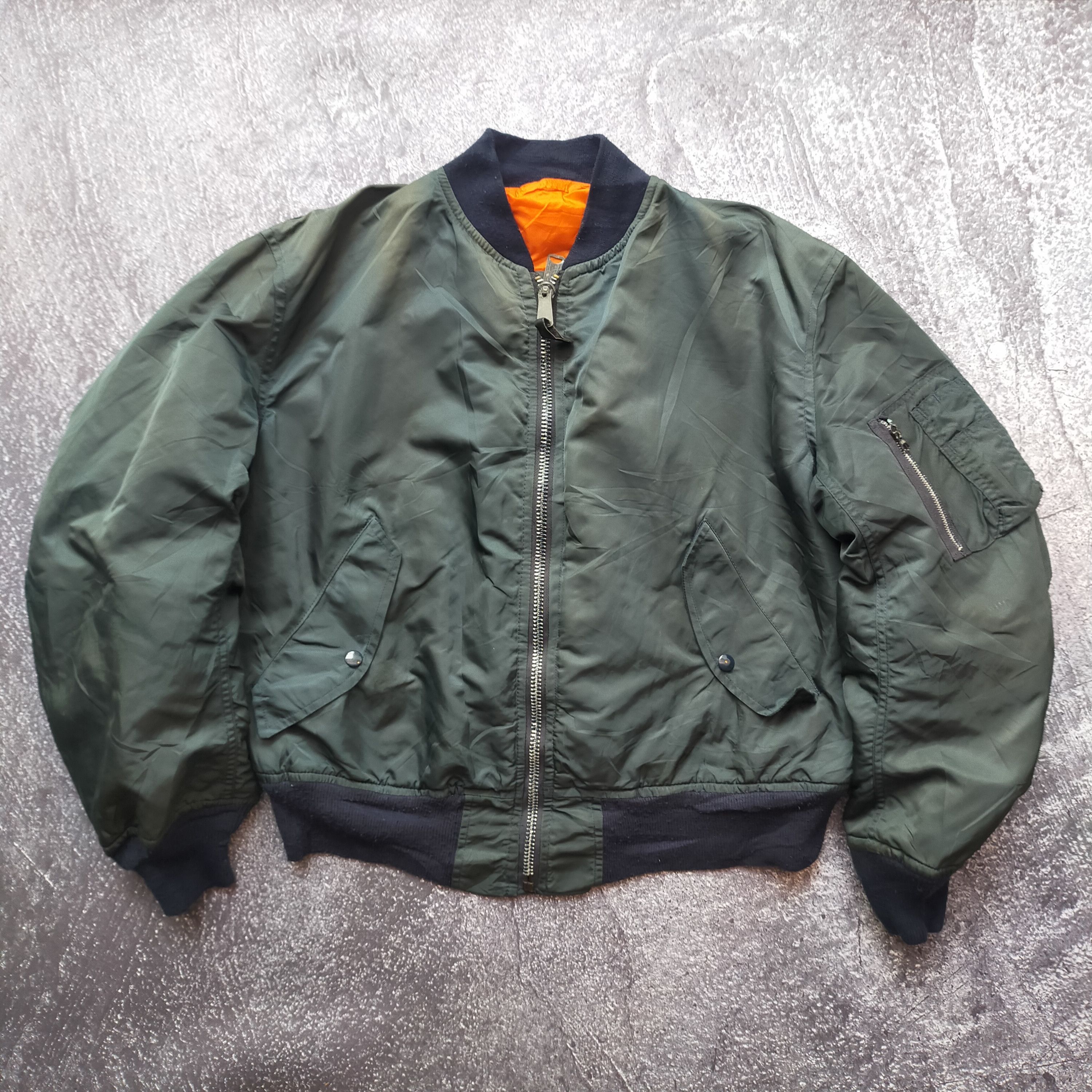 image of Military x Schott Send Offers Vintage Schott Ma-1 Bomber Flying Jacket in Green, Men's (Size Large)
