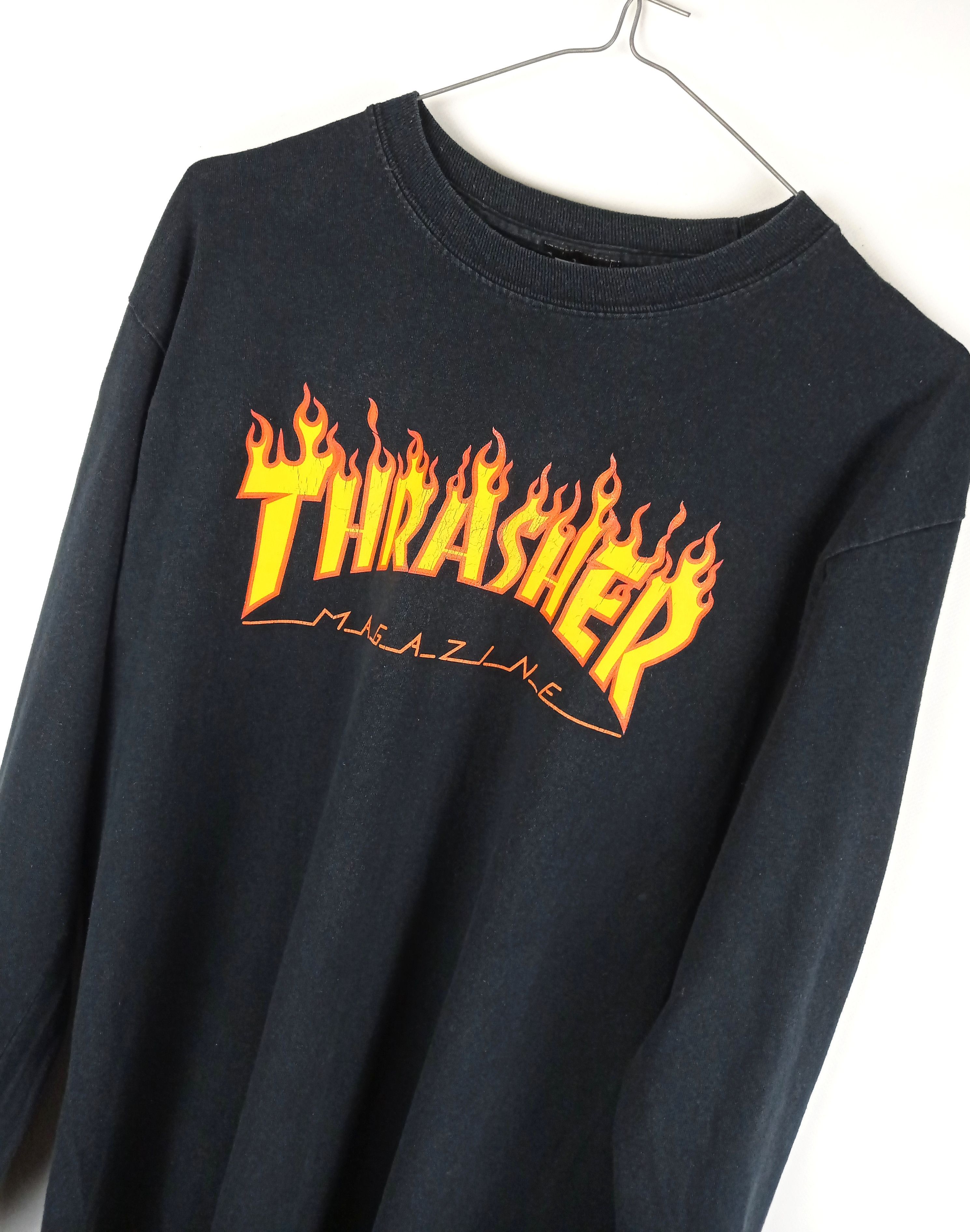 Vintage Thrasher OG Flame Logo Black Longsleeve Shirt Size US M / EU 48-50 / 2 - 2 Thumbnail