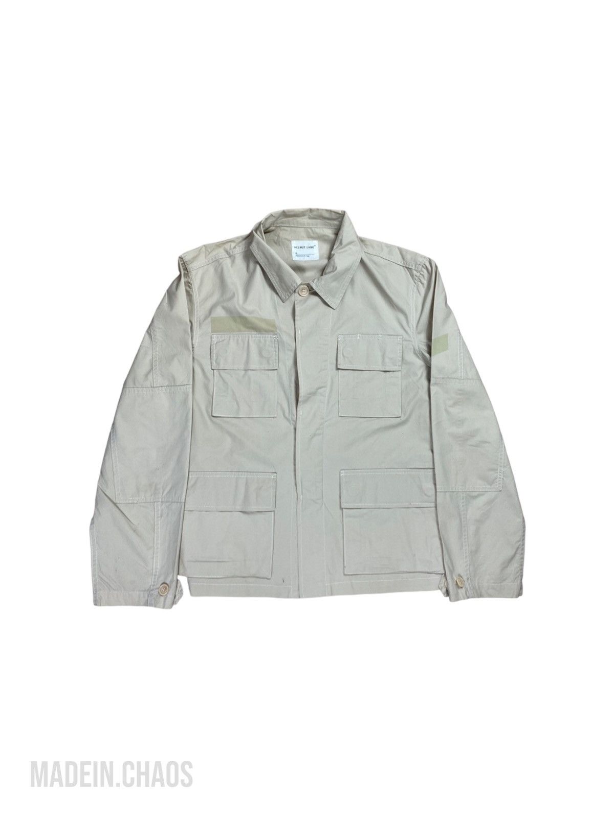 image of Helmut Lang 1996 M-65 Reflective Military Jacket in Beige, Men's (Size Medium)