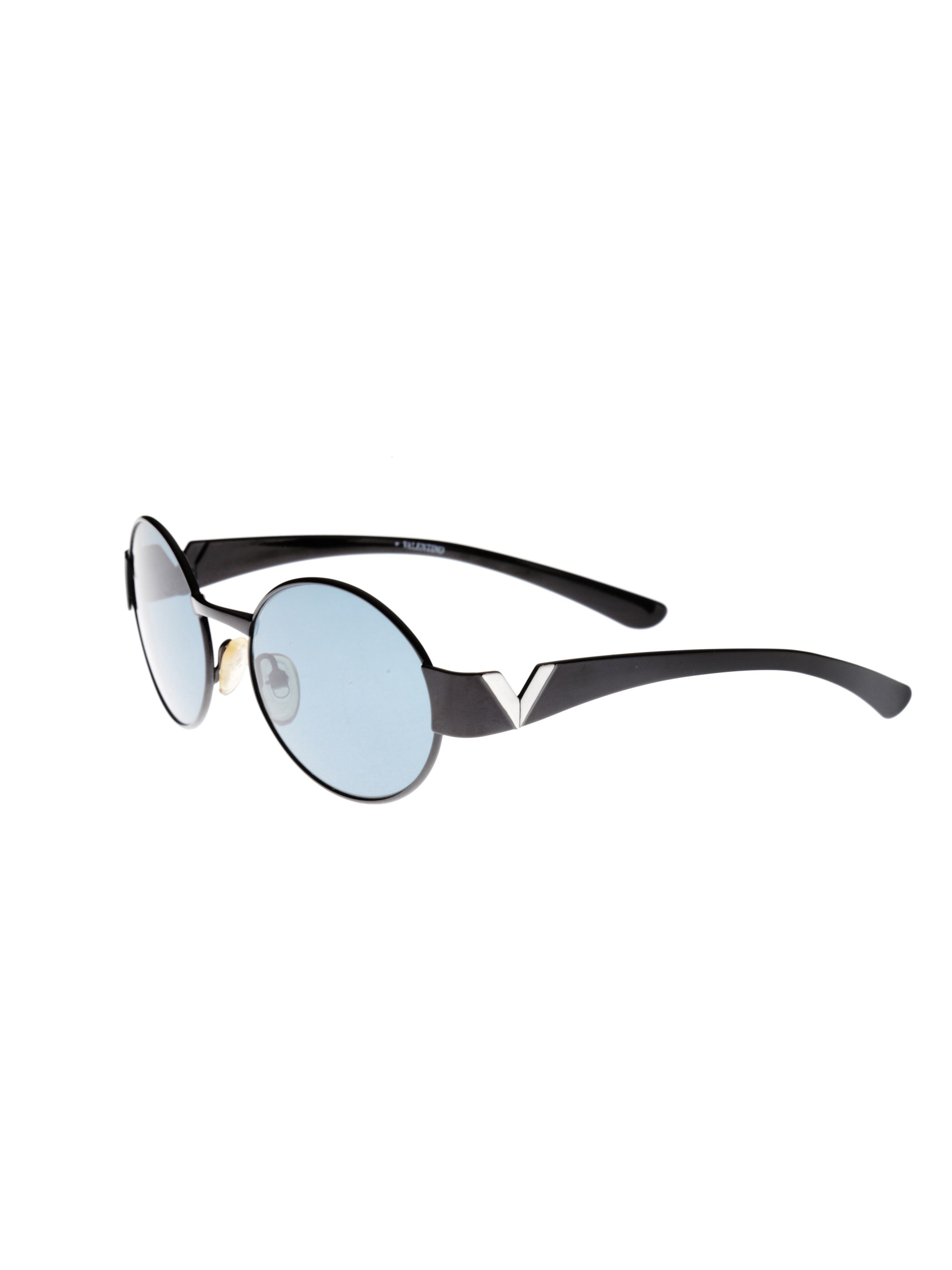 Valentino Valentino '90s Black Oval Signature Sunglasses Size ONE SIZE - 5 Thumbnail