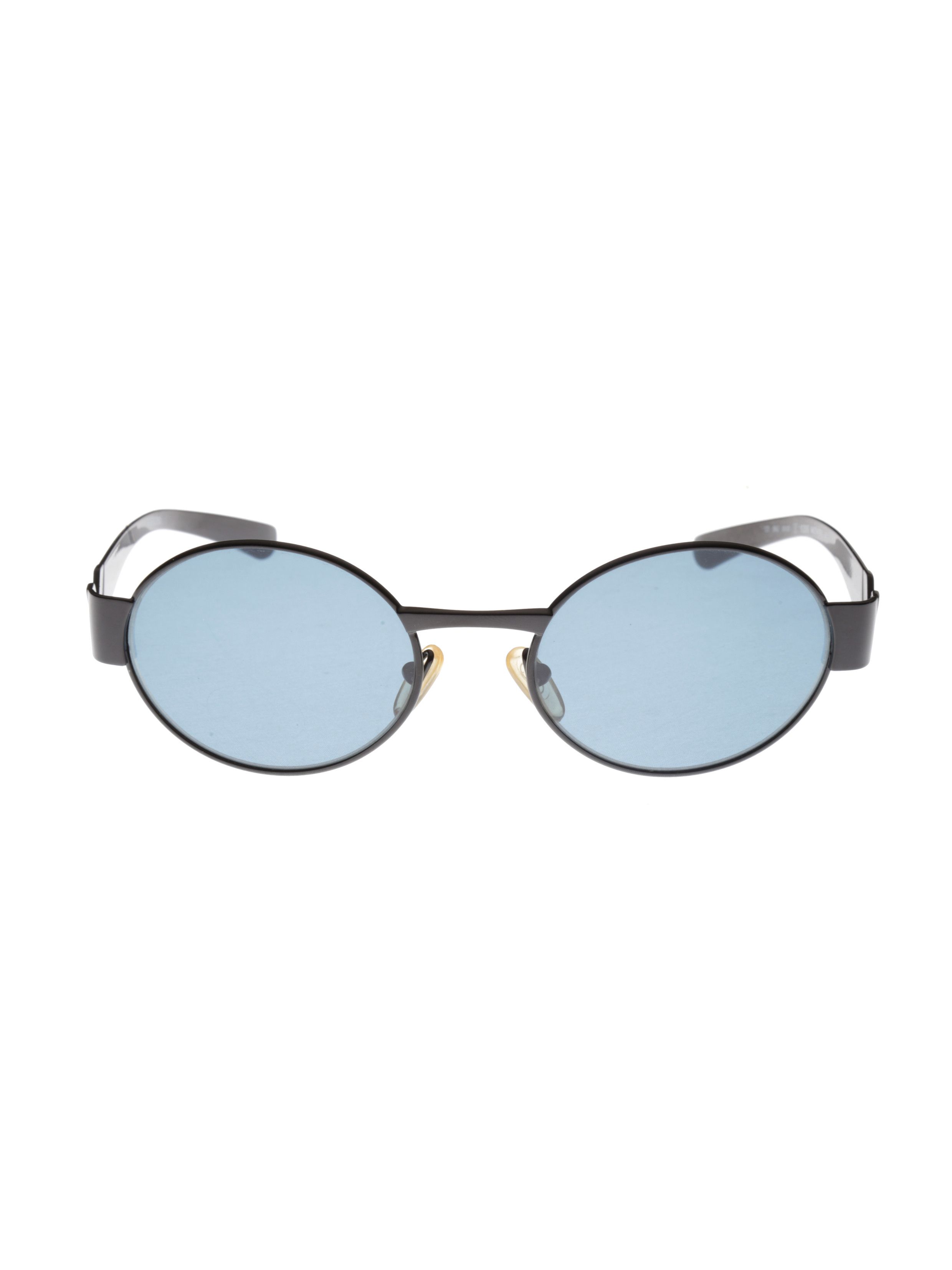 Valentino Valentino '90s Black Oval Signature Sunglasses Size ONE SIZE - 6 Thumbnail