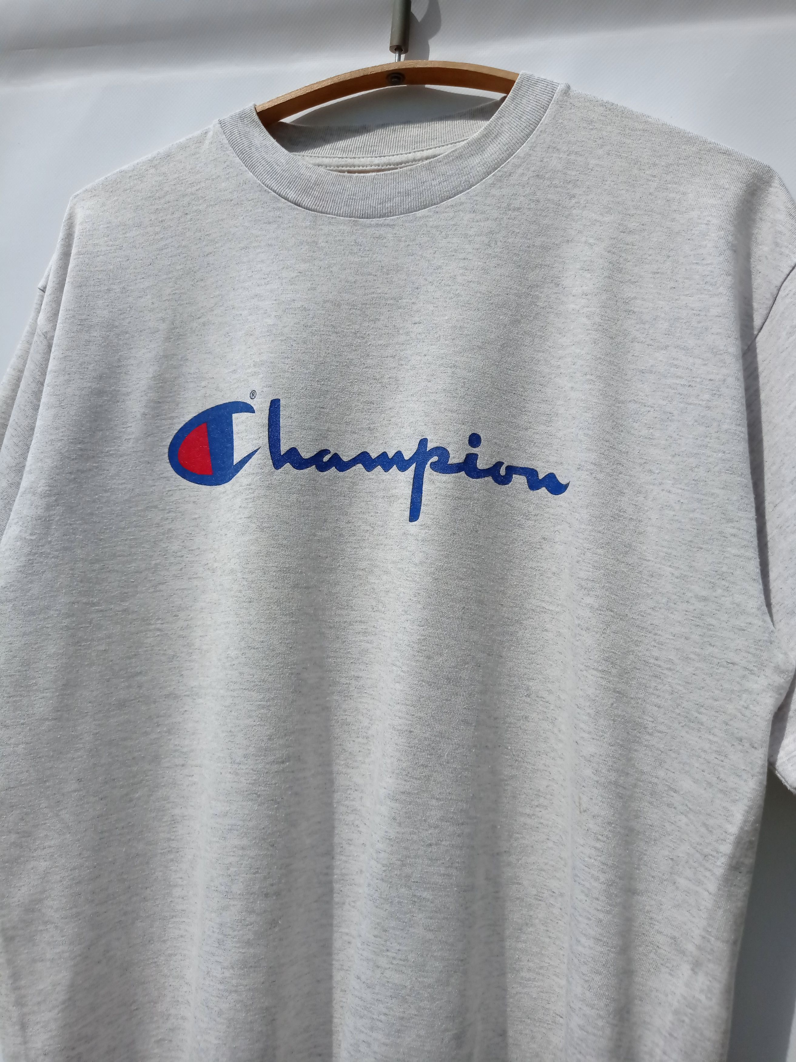 Vintage 90s Champion Big Logo Single Stitched Grey T-shirt Size US L / EU 52-54 / 3 - 2 Thumbnail