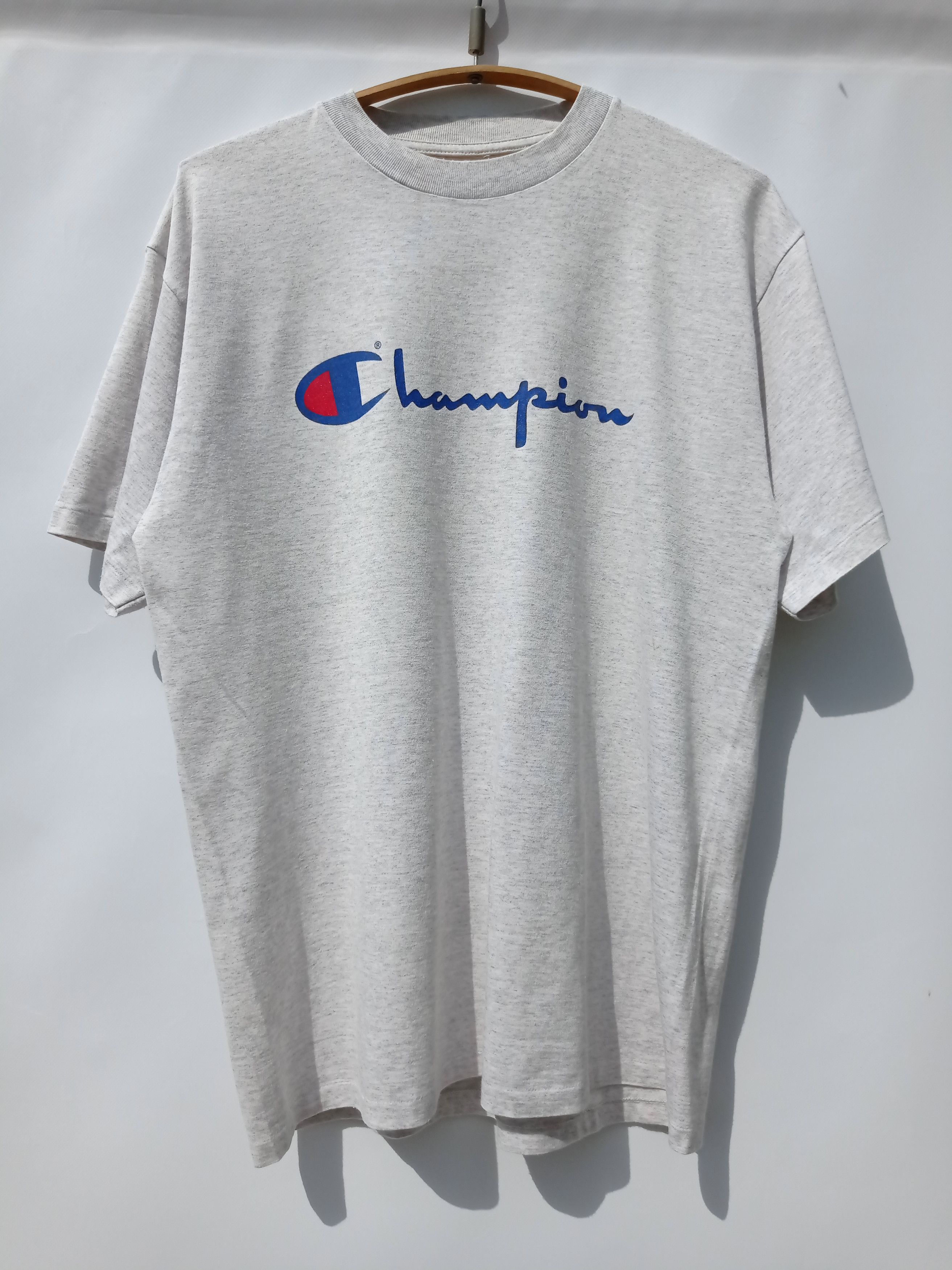 Vintage 90s Champion Big Logo Single Stitched Grey T-shirt Size US L / EU 52-54 / 3 - 1 Thumbnail