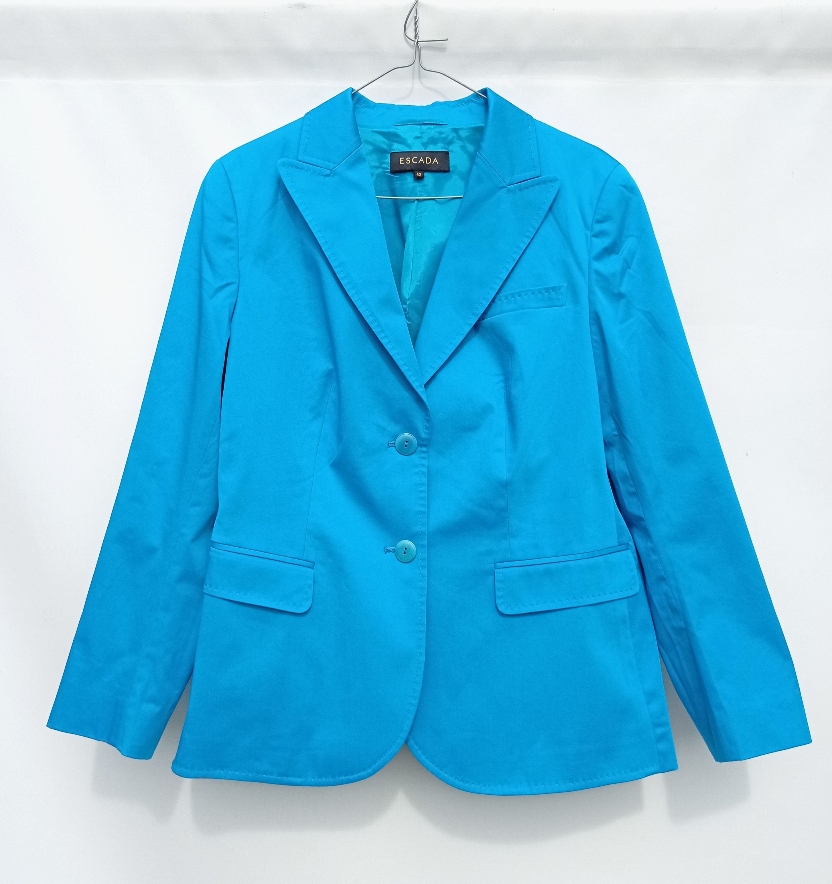 Vintage Escada Cotton Japan Stitched Lagoon Blazer Size S / US 4 / IT 40 - 1 Thumbnail