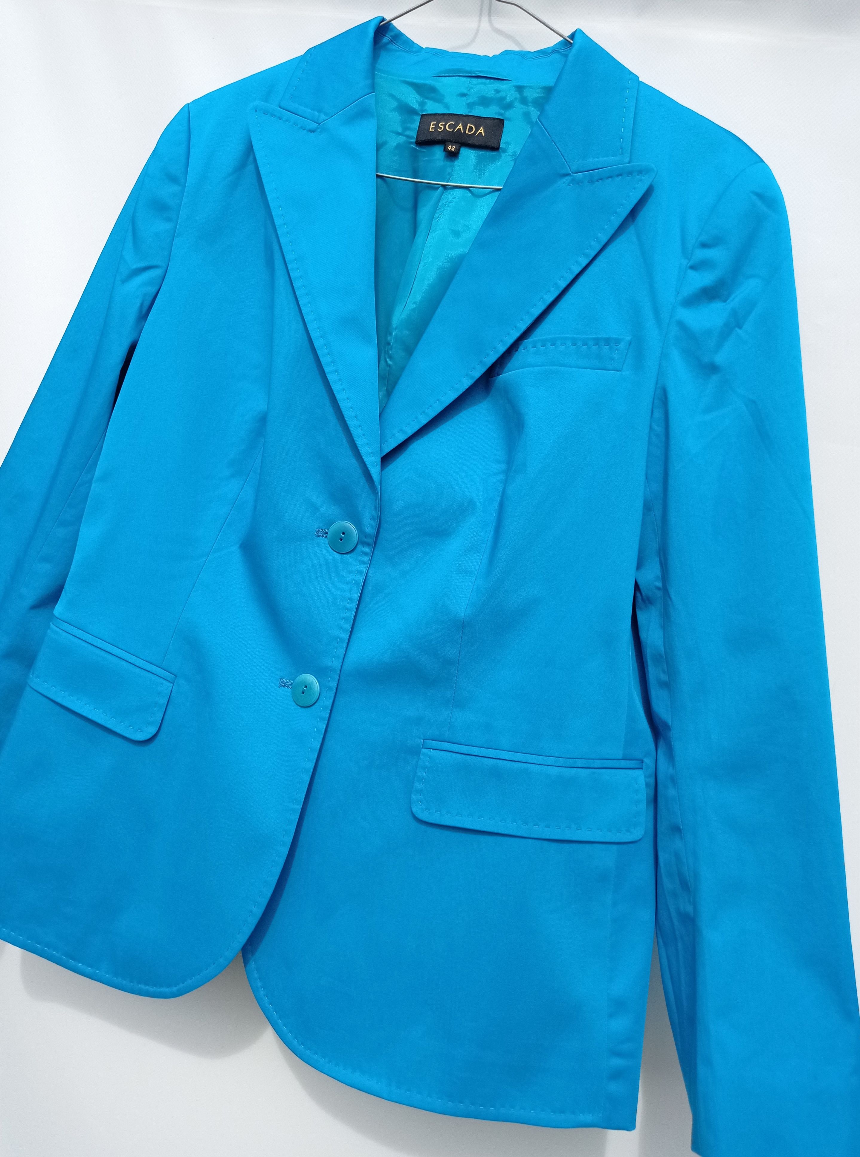Vintage Escada Cotton Japan Stitched Lagoon Blazer Size S / US 4 / IT 40 - 3 Thumbnail