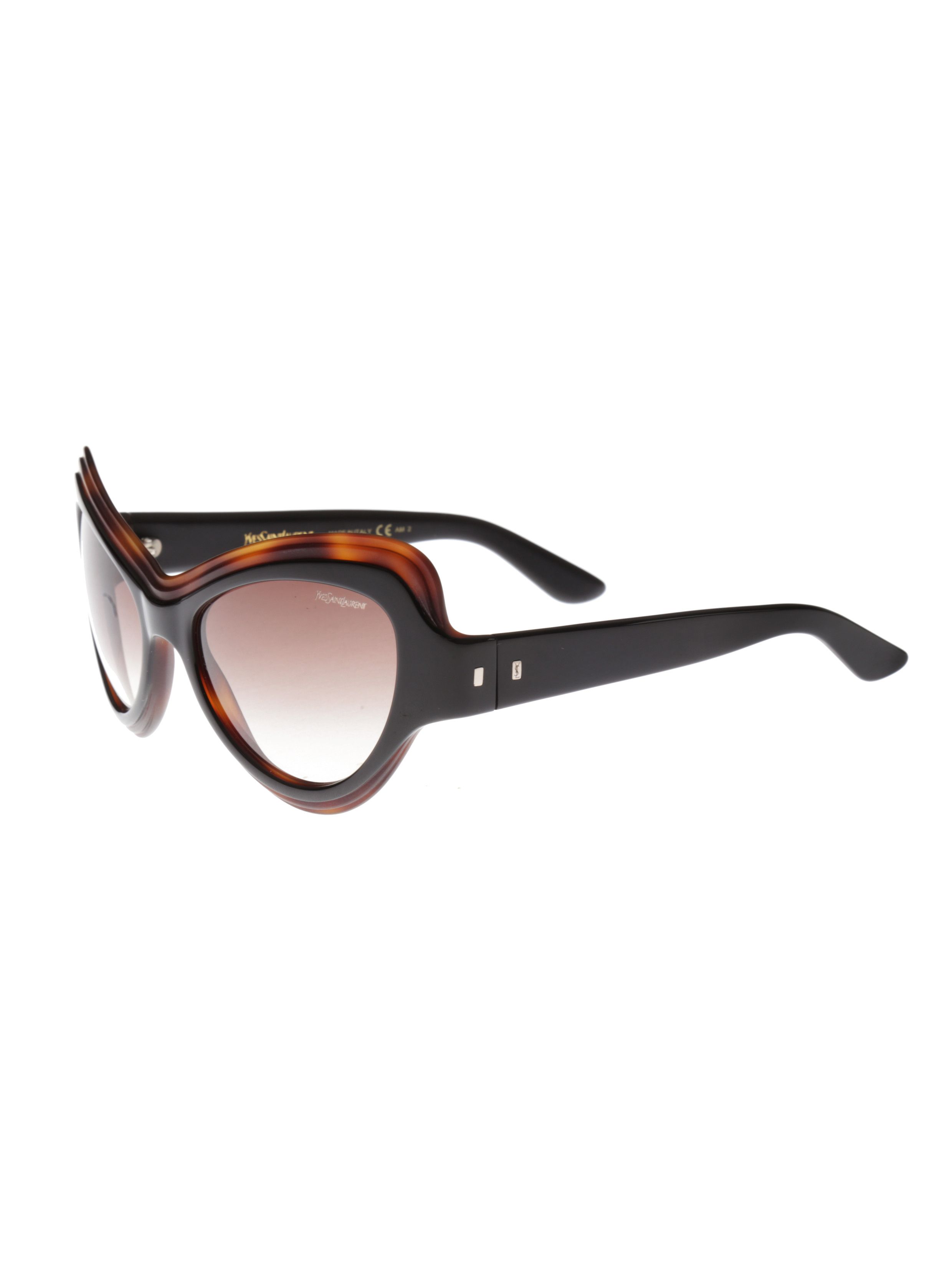 Saint Laurent Paris Yves Saint Laurent SS12 Havana Brown Cat Eye Sunglasses Size ONE SIZE - 6 Thumbnail