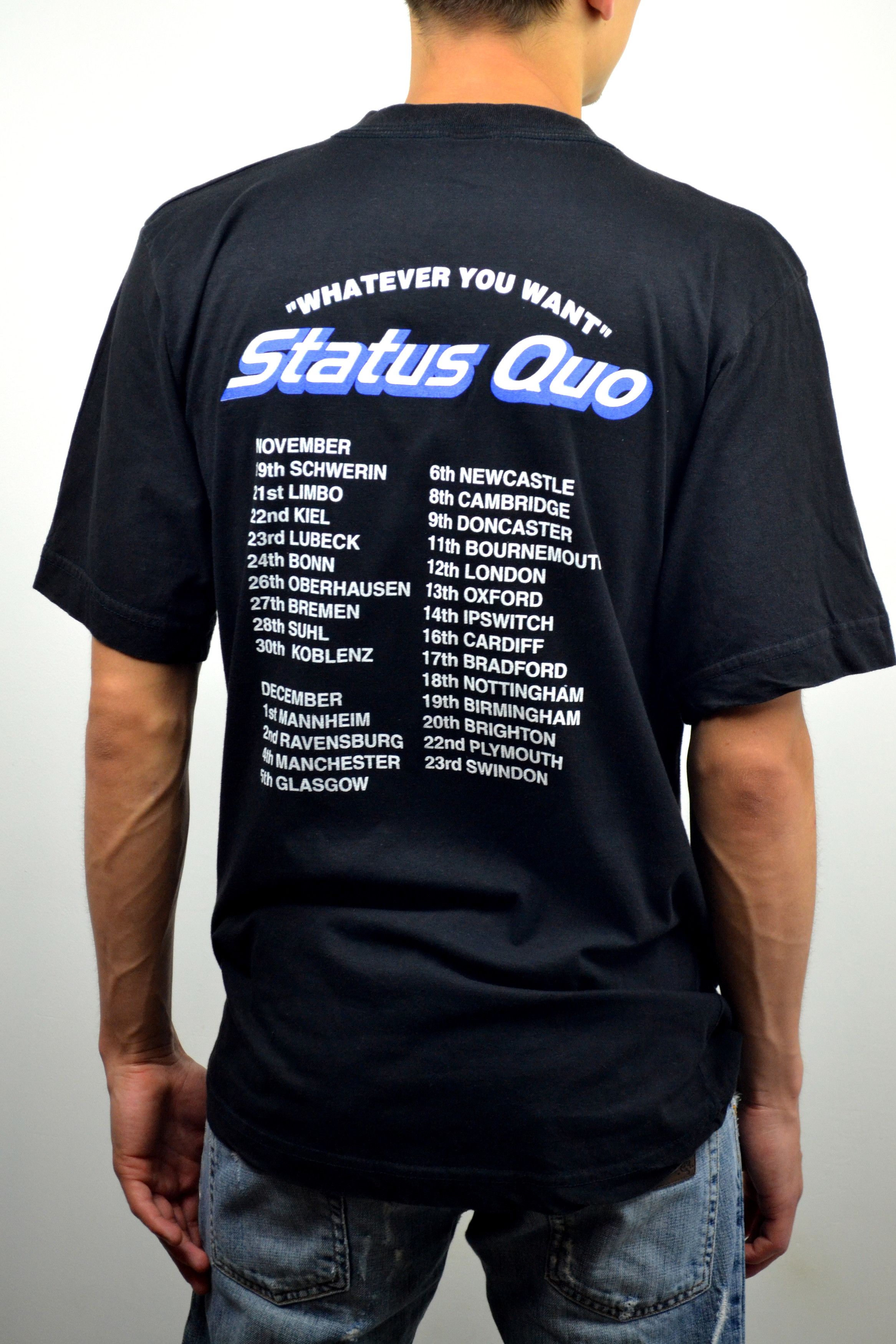 Vintage 80s Vintage Status Quo Whatever You Want Tour Promo T-shirt Size US XL / EU 56 / 4 - 3 Thumbnail