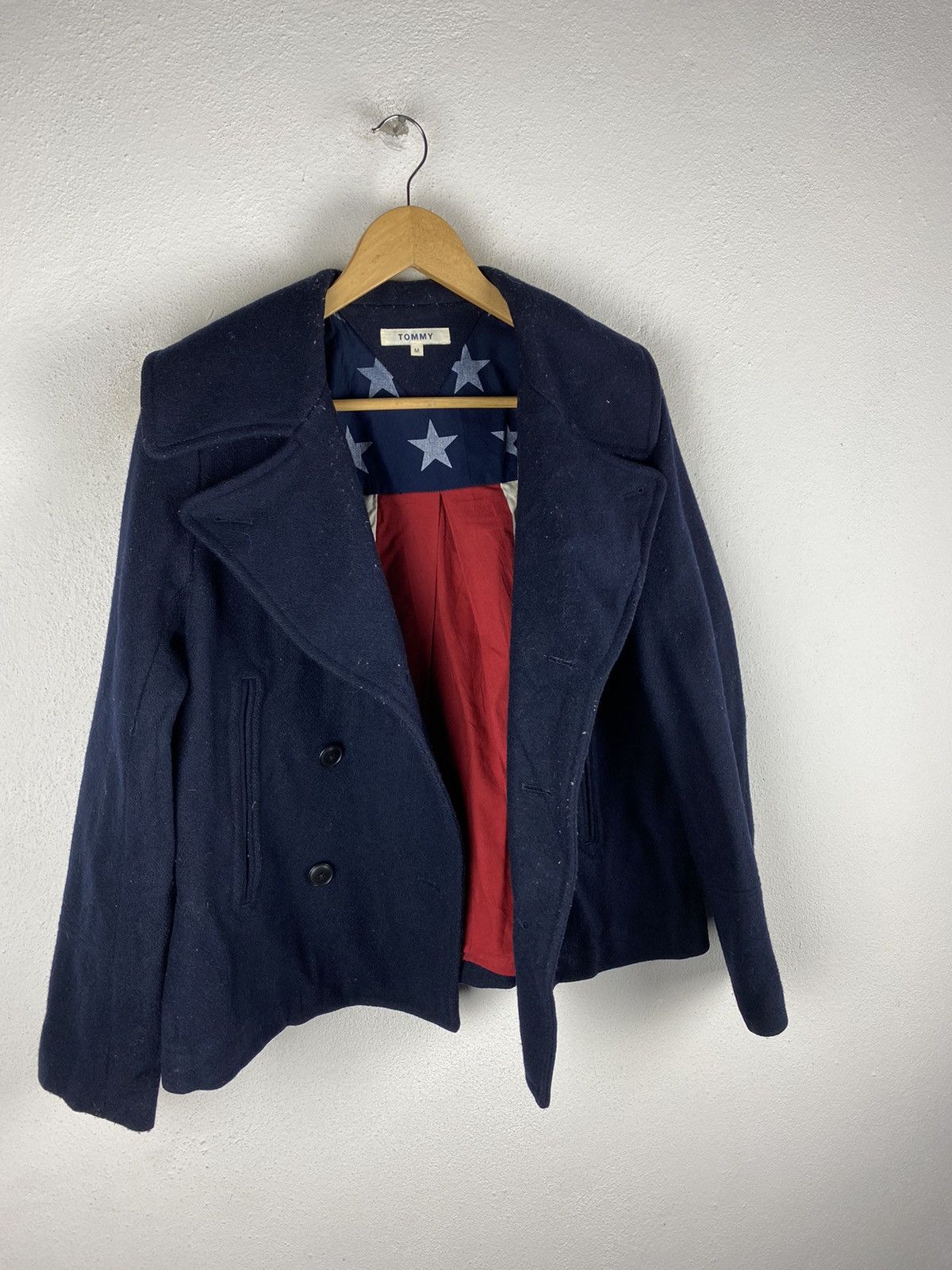 Tommy Hilfiger 🔥SALE🔥TOMMY WOOL PEA COATS AMERICA FLAG DESIGN Size US M / EU 48-50 / 2 - 7 Thumbnail
