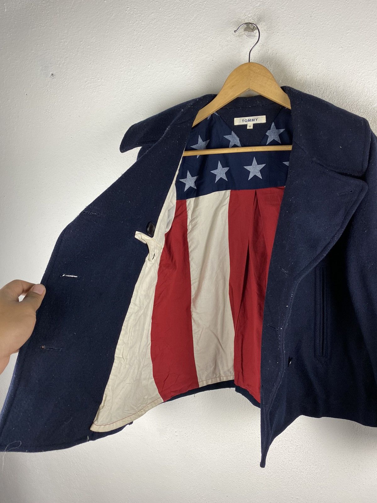 Tommy Hilfiger 🔥SALE🔥TOMMY WOOL PEA COATS AMERICA FLAG DESIGN Size US M / EU 48-50 / 2 - 4 Thumbnail