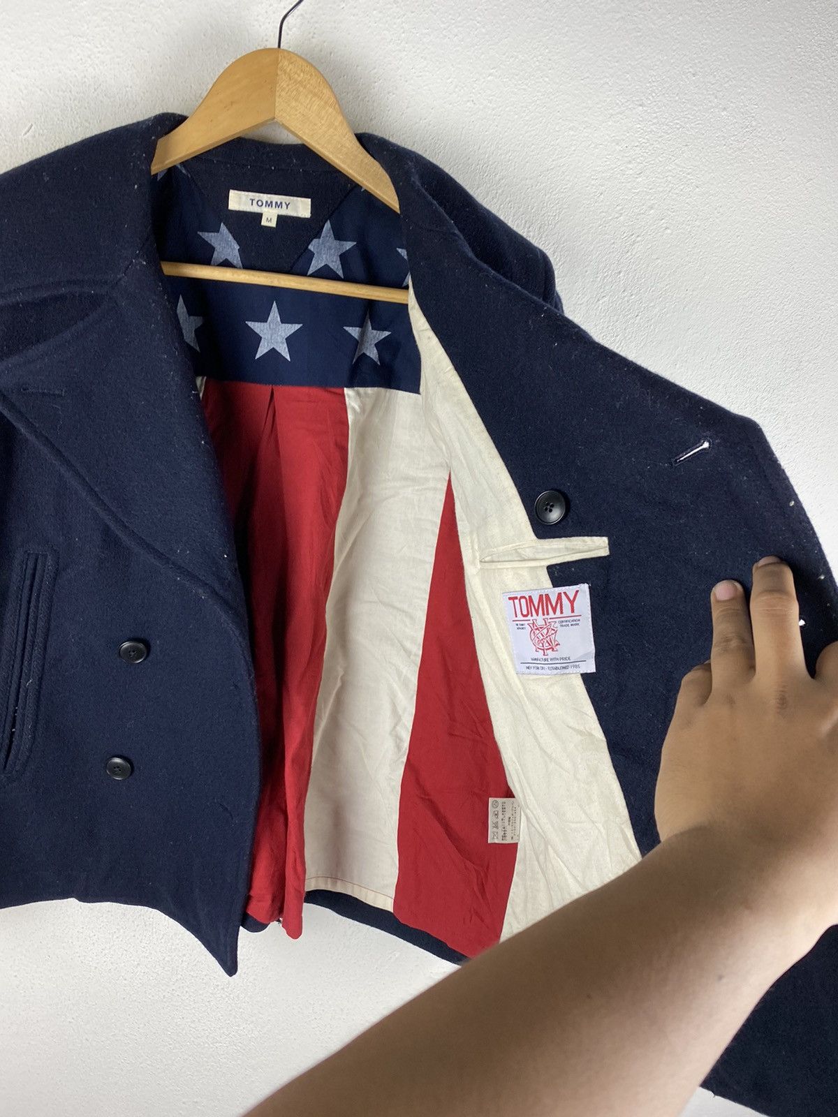 Tommy Hilfiger 🔥SALE🔥TOMMY WOOL PEA COATS AMERICA FLAG DESIGN Size US M / EU 48-50 / 2 - 6 Thumbnail