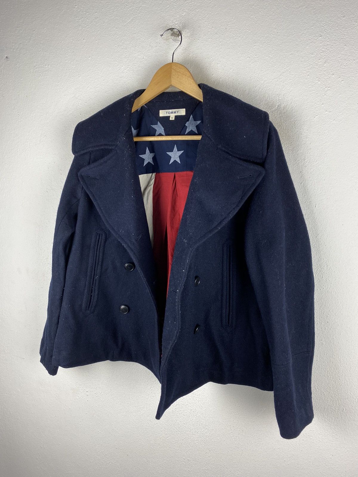 Tommy Hilfiger 🔥SALE🔥TOMMY WOOL PEA COATS AMERICA FLAG DESIGN Size US M / EU 48-50 / 2 - 5 Thumbnail