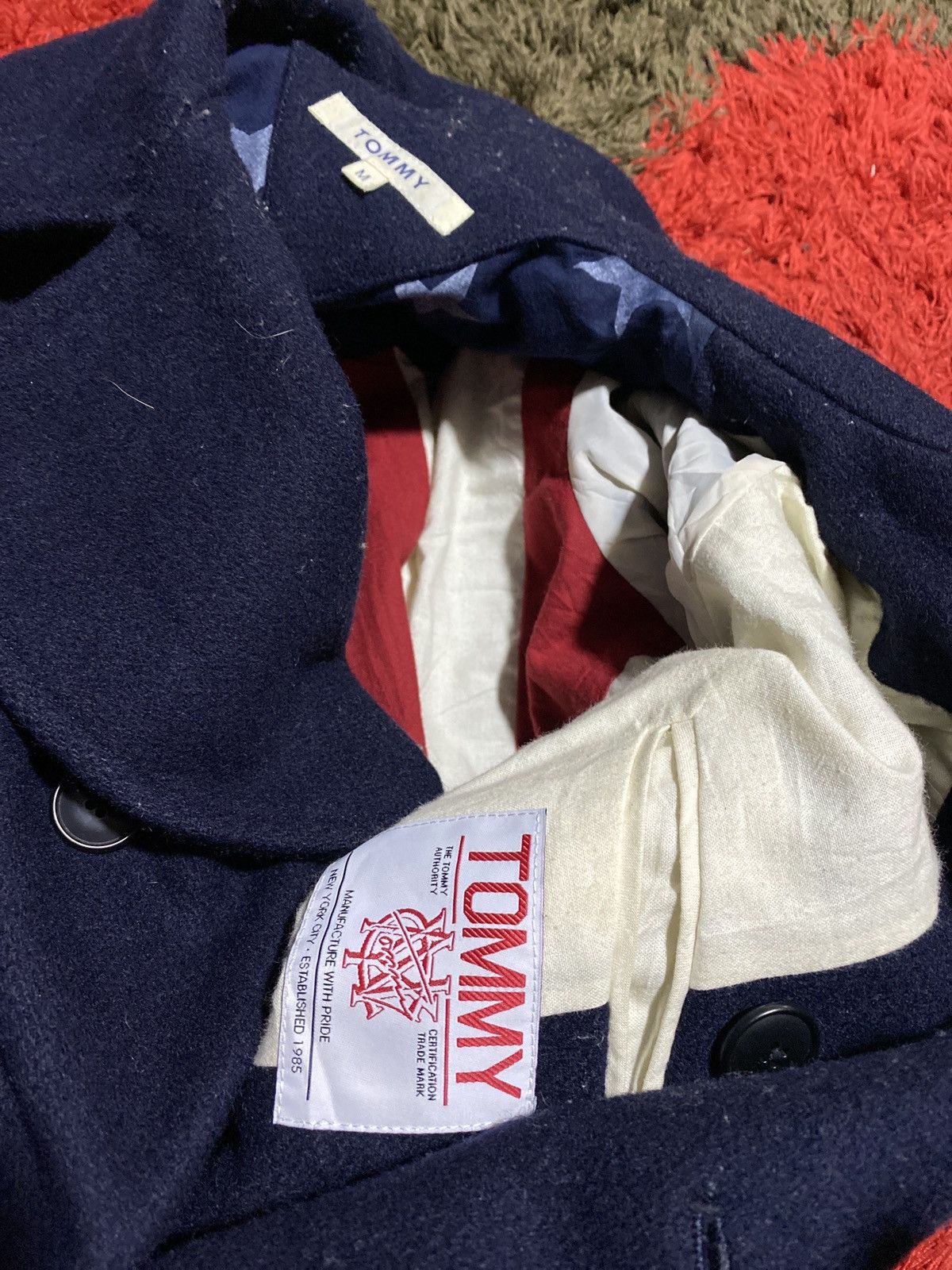 Tommy Hilfiger 🔥SALE🔥TOMMY WOOL PEA COATS AMERICA FLAG DESIGN Size US M / EU 48-50 / 2 - 11 Thumbnail