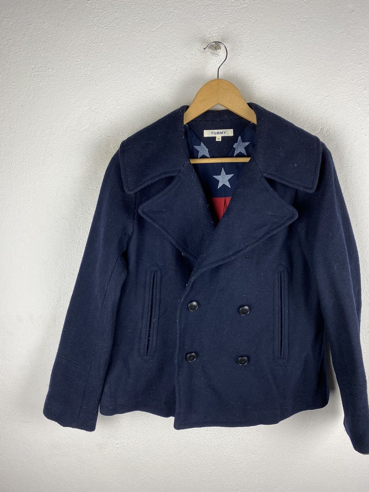Tommy Hilfiger 🔥SALE🔥TOMMY WOOL PEA COATS AMERICA FLAG DESIGN Size US M / EU 48-50 / 2 - 8 Thumbnail