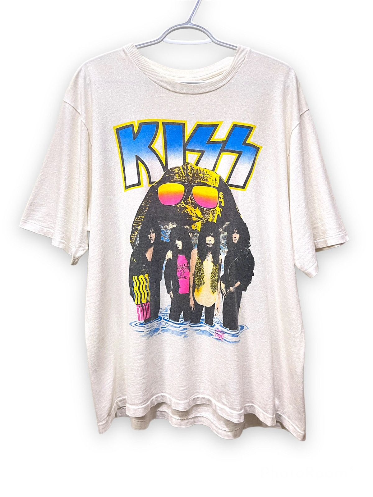 image of Band Tees x Kiss Vintage 1990 Kiss Hot In The Shade World Tour Shirt - XL in White, Men's