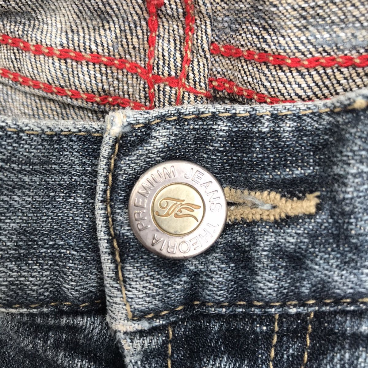 Japanese Brand Distressed!Theoria Blue Wash Faded Cowboy Flare Jeans Pants Size US 29 - 8 Thumbnail
