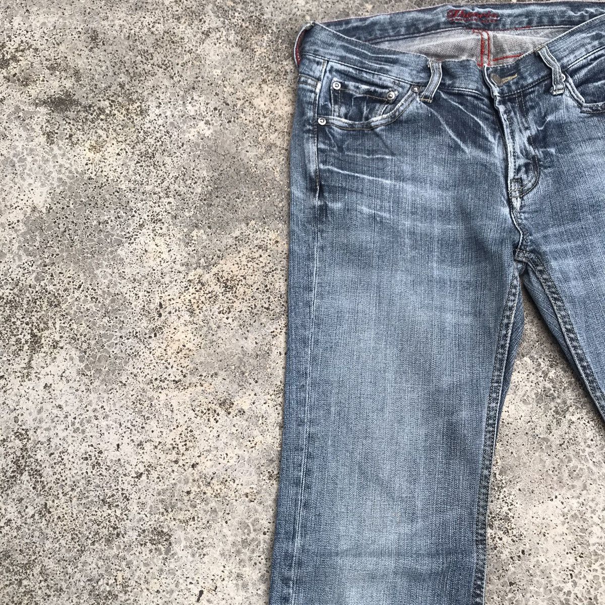 Japanese Brand Distressed!Theoria Blue Wash Faded Cowboy Flare Jeans Pants Size US 29 - 4 Thumbnail