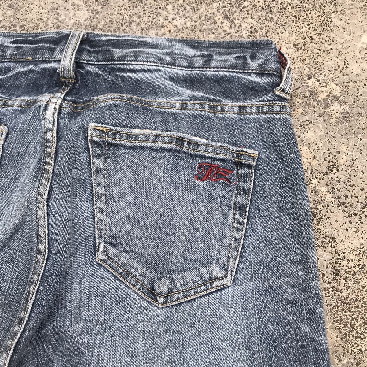 Japanese Brand Distressed!Theoria Blue Wash Faded Cowboy Flare Jeans Pants Size US 29 - 13 Thumbnail