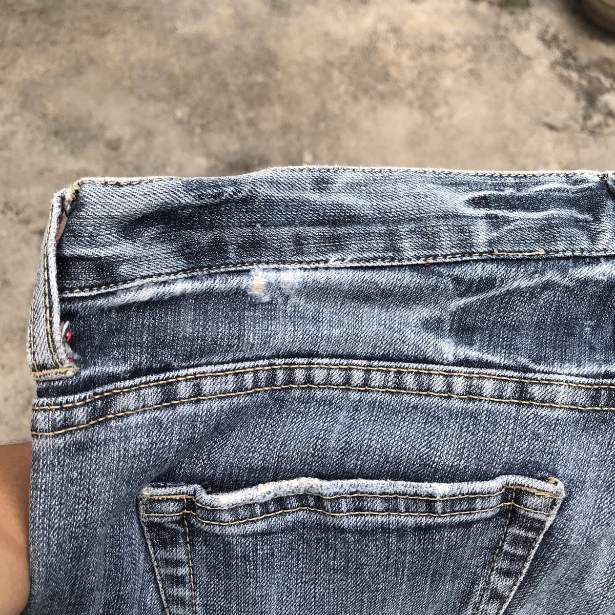 Japanese Brand Distressed!Theoria Blue Wash Faded Cowboy Flare Jeans Pants Size US 29 - 14 Thumbnail