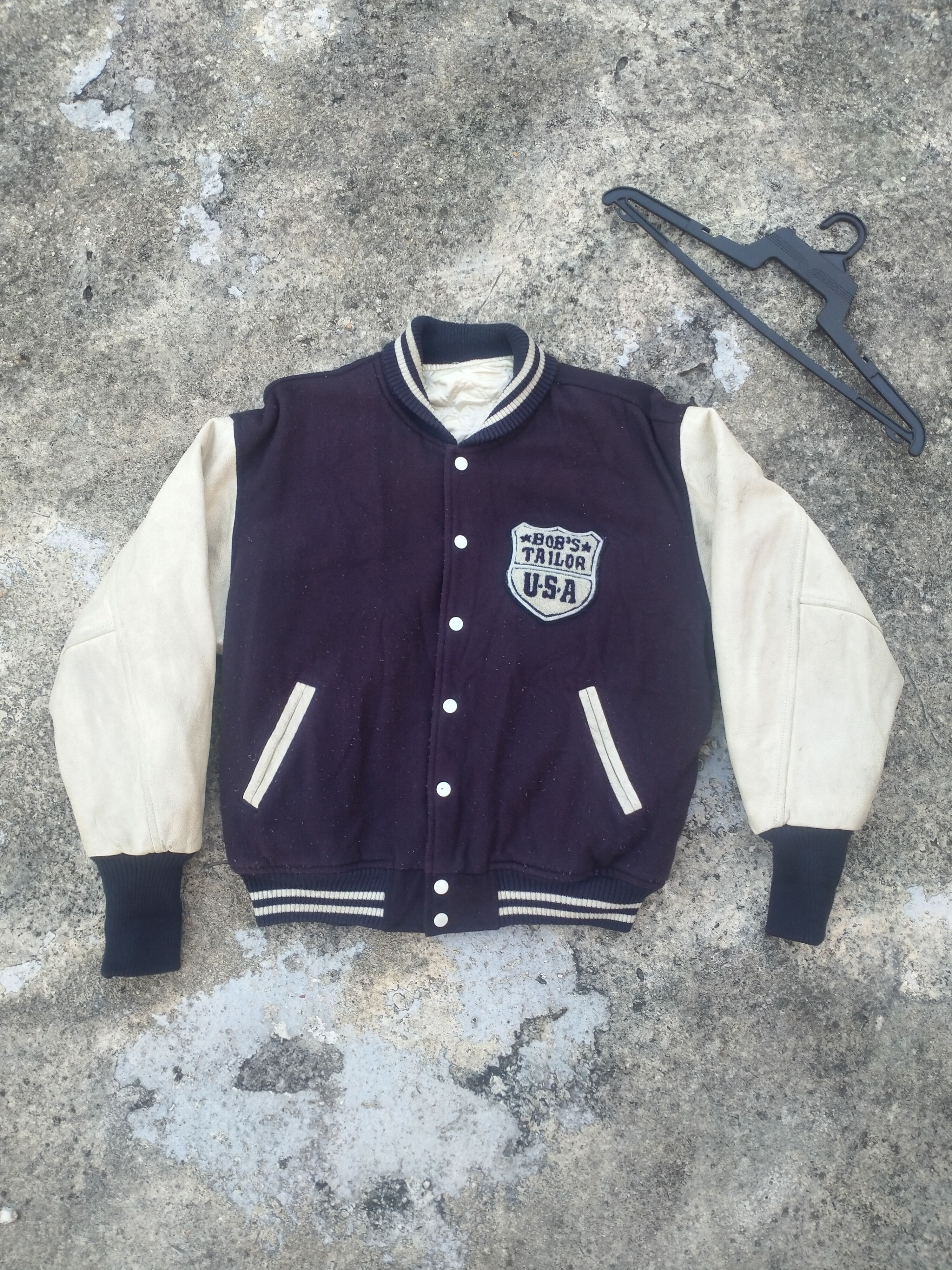 image of Vintage Bob Tailor Varsity Jacket in Blue, Men's (Size 2XL)