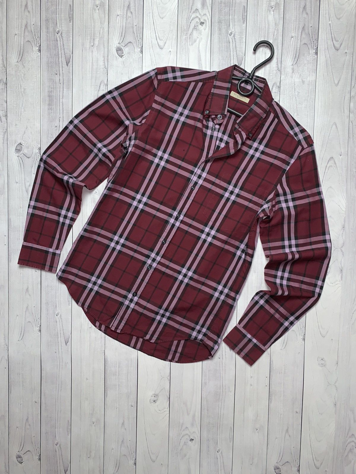 Vintage plaid Burberry shirt red rare size S
