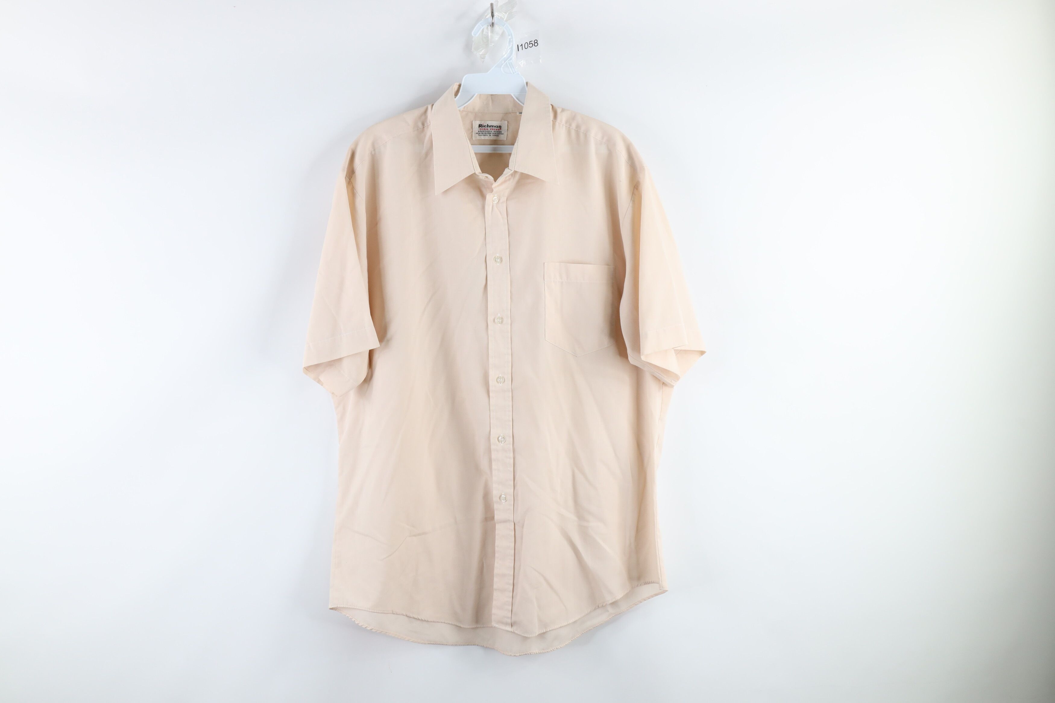 Vintage Vintage 70s Short Sleeve Mechanic Button Shirt Beige Tan Size US L / EU 52-54 / 3 - 1 Preview