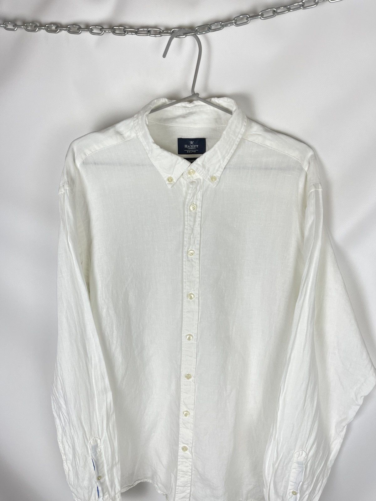 Hackett Hackett London Yarn Dyed Linen white Shirt slim fit Size US XXL / EU 58 / 5 - 2 Thumbnail